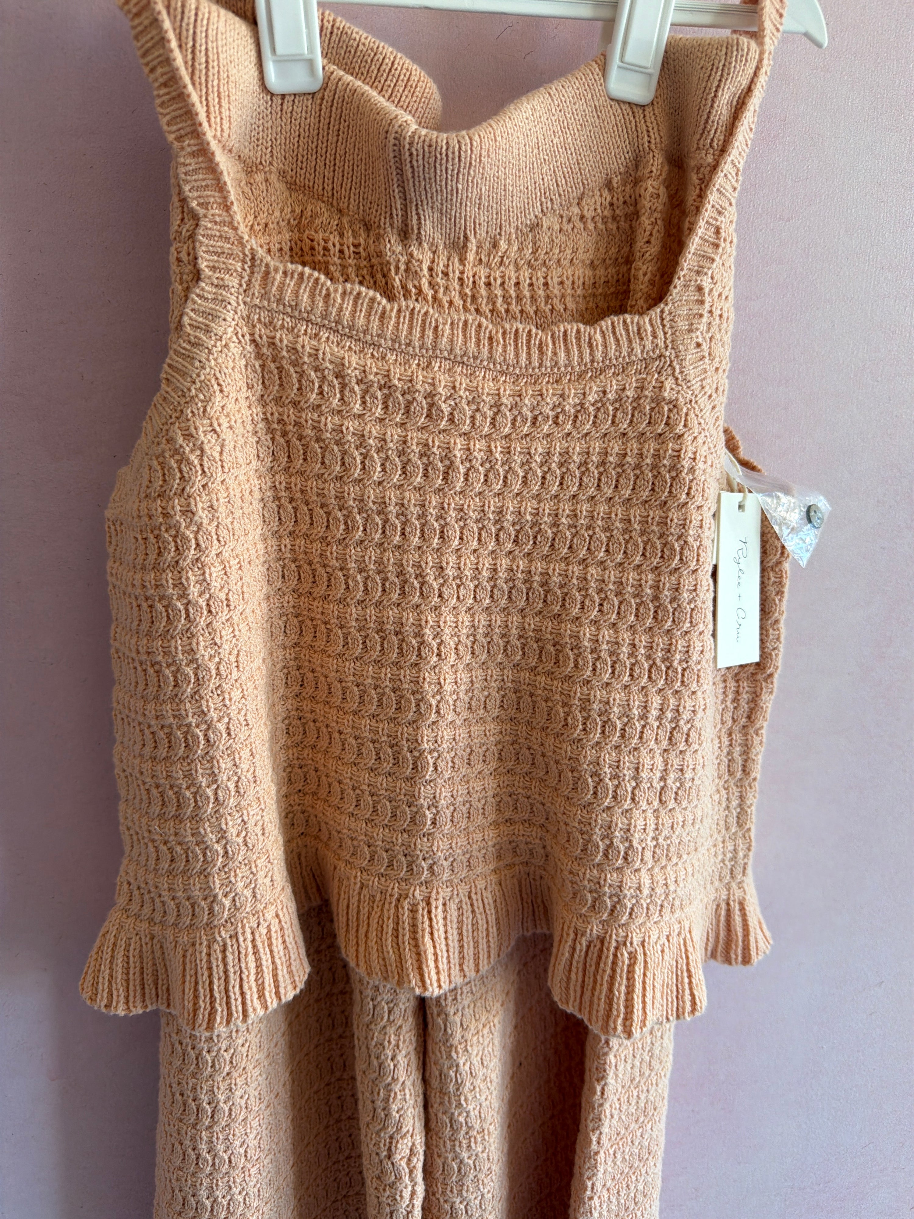NWTs Rylee + Cru Peach Pink crochet Set / 10-11 years