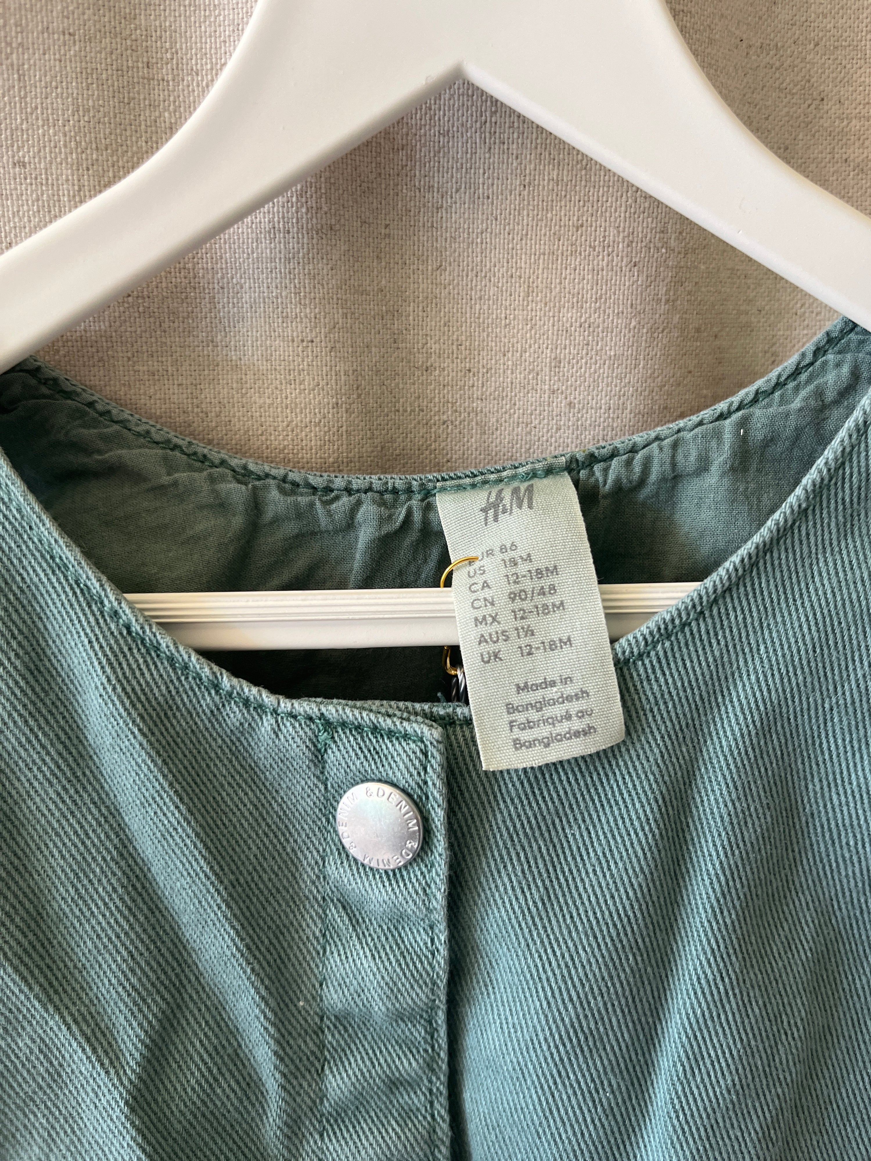 H&M Olive Pinafore Dress / 12-18 months
