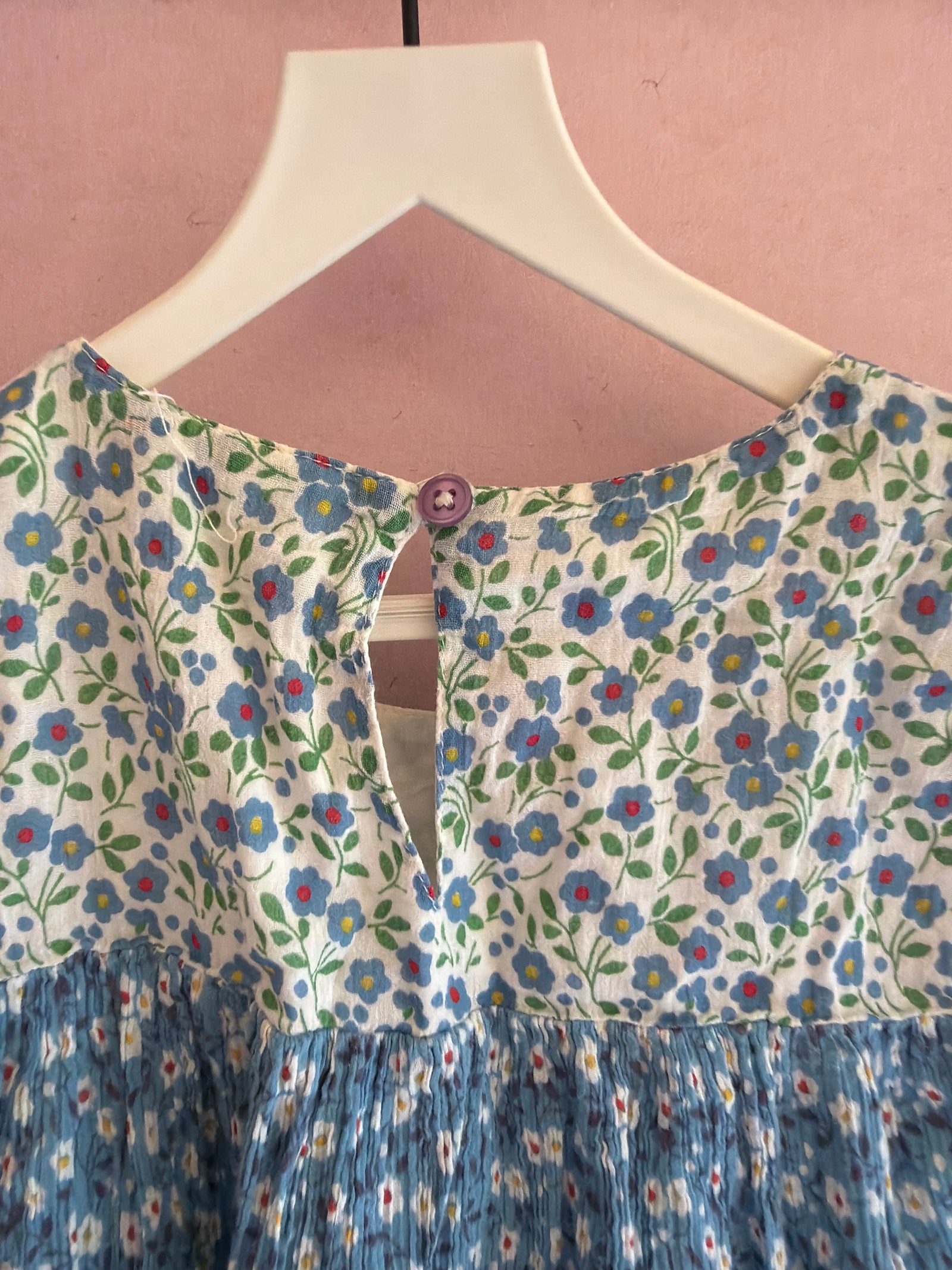 Mini Boden Blue and White Floral Sleeveless Dress / 5-6