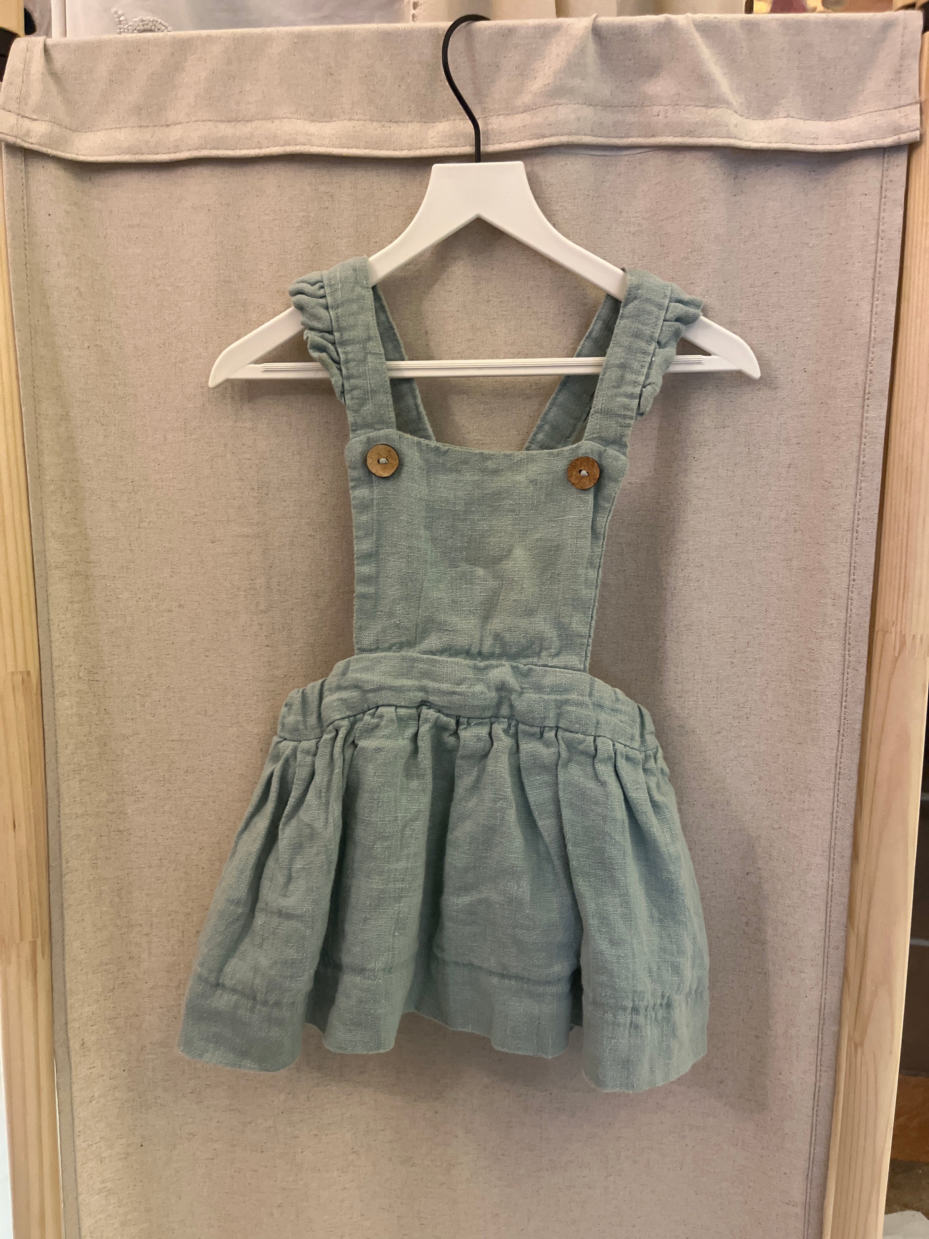 Little Dashing Darling Mint Linen Jumpsuit / 18-24 months