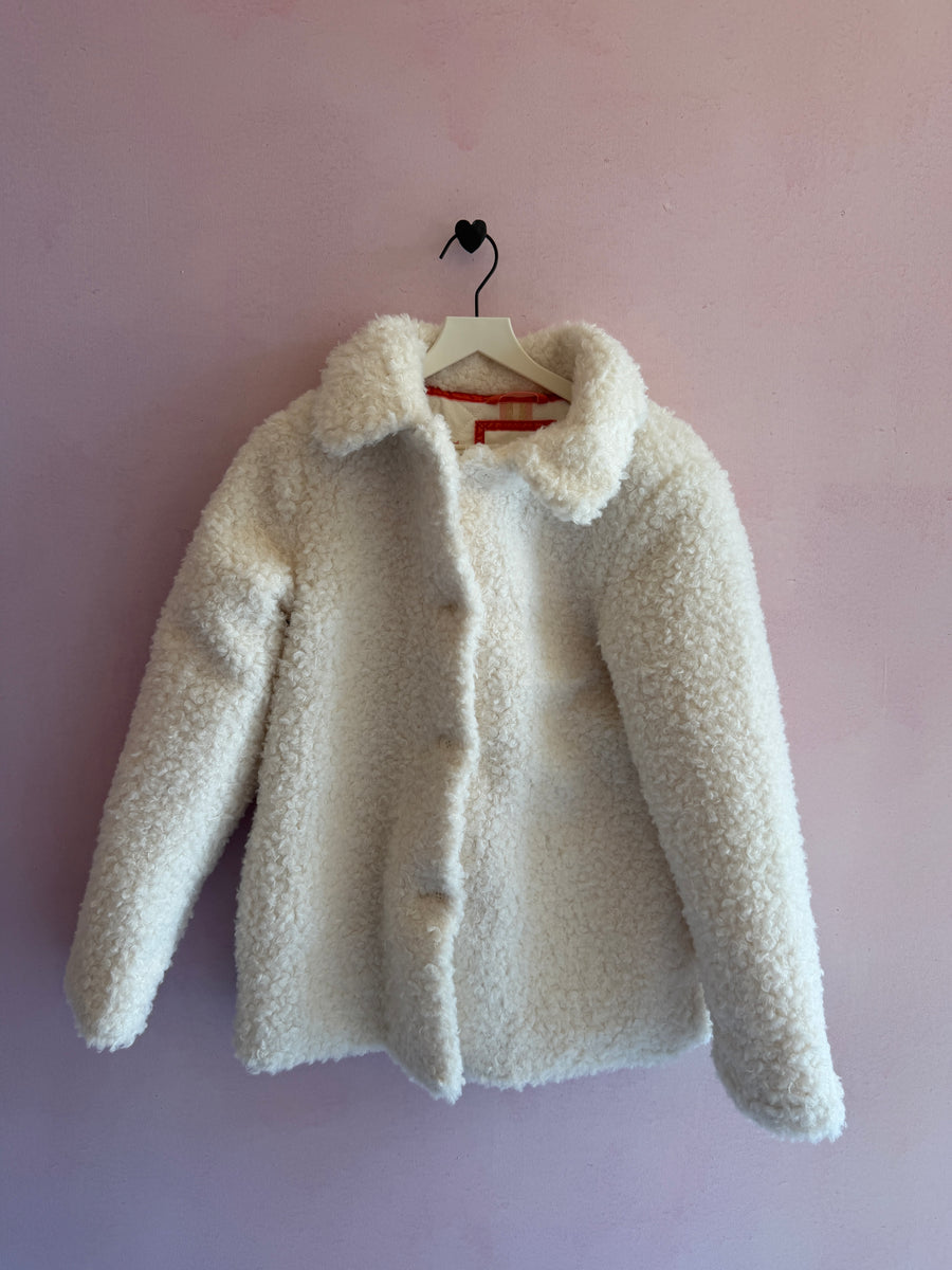 Mini Boden Faux Shearling Star-Lined Winter Coat / 11-12