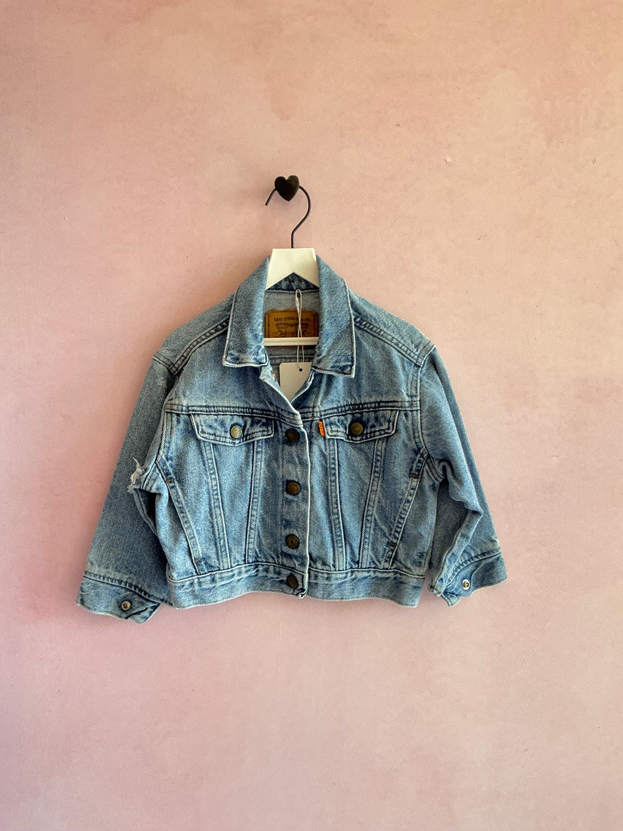 Vintage Levi's Orange Tab Distressed Denim Trucker Jacket - 4T