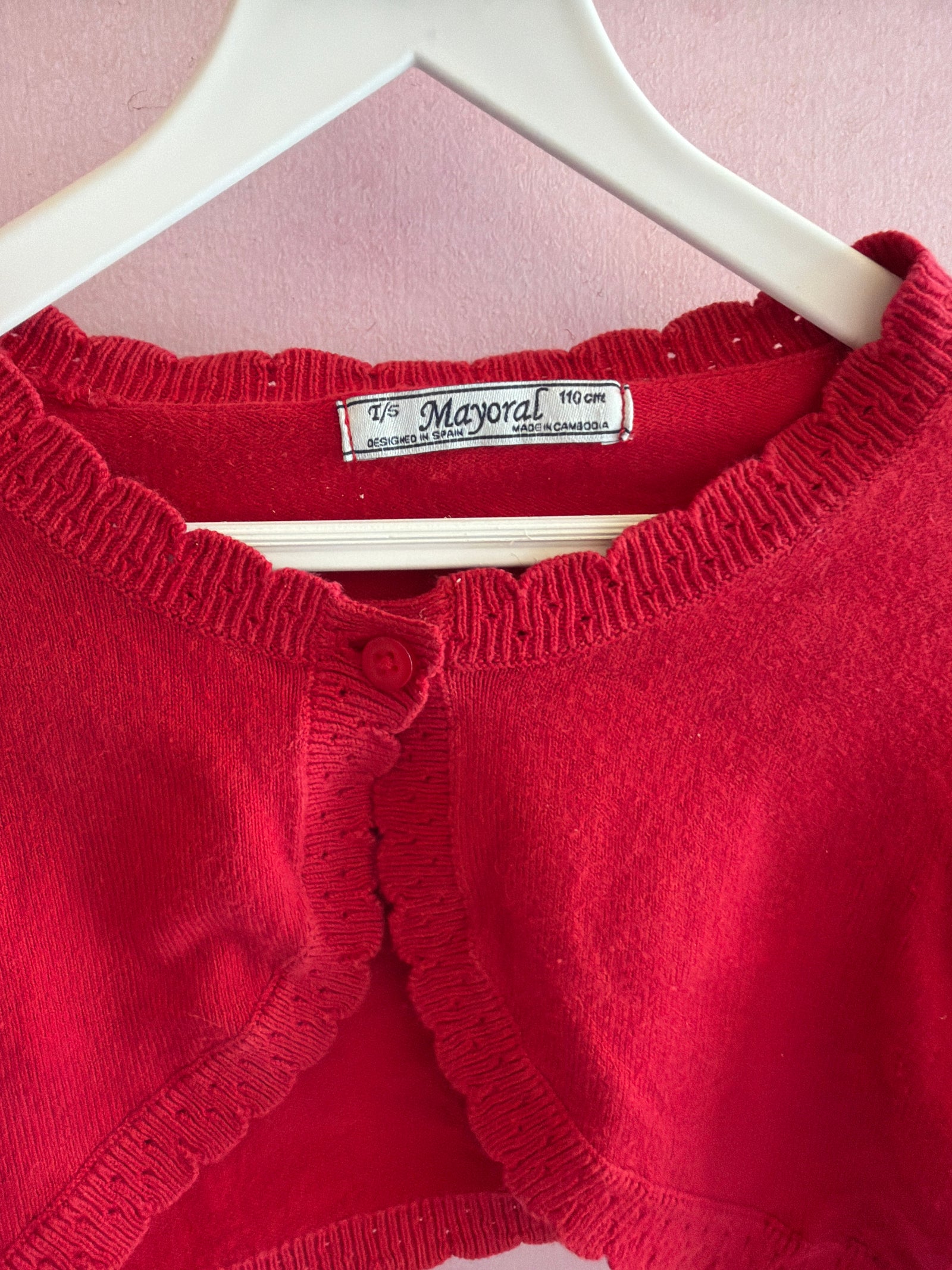Mayoral Red Pointelle Scallop Cardigan / 4-5 years