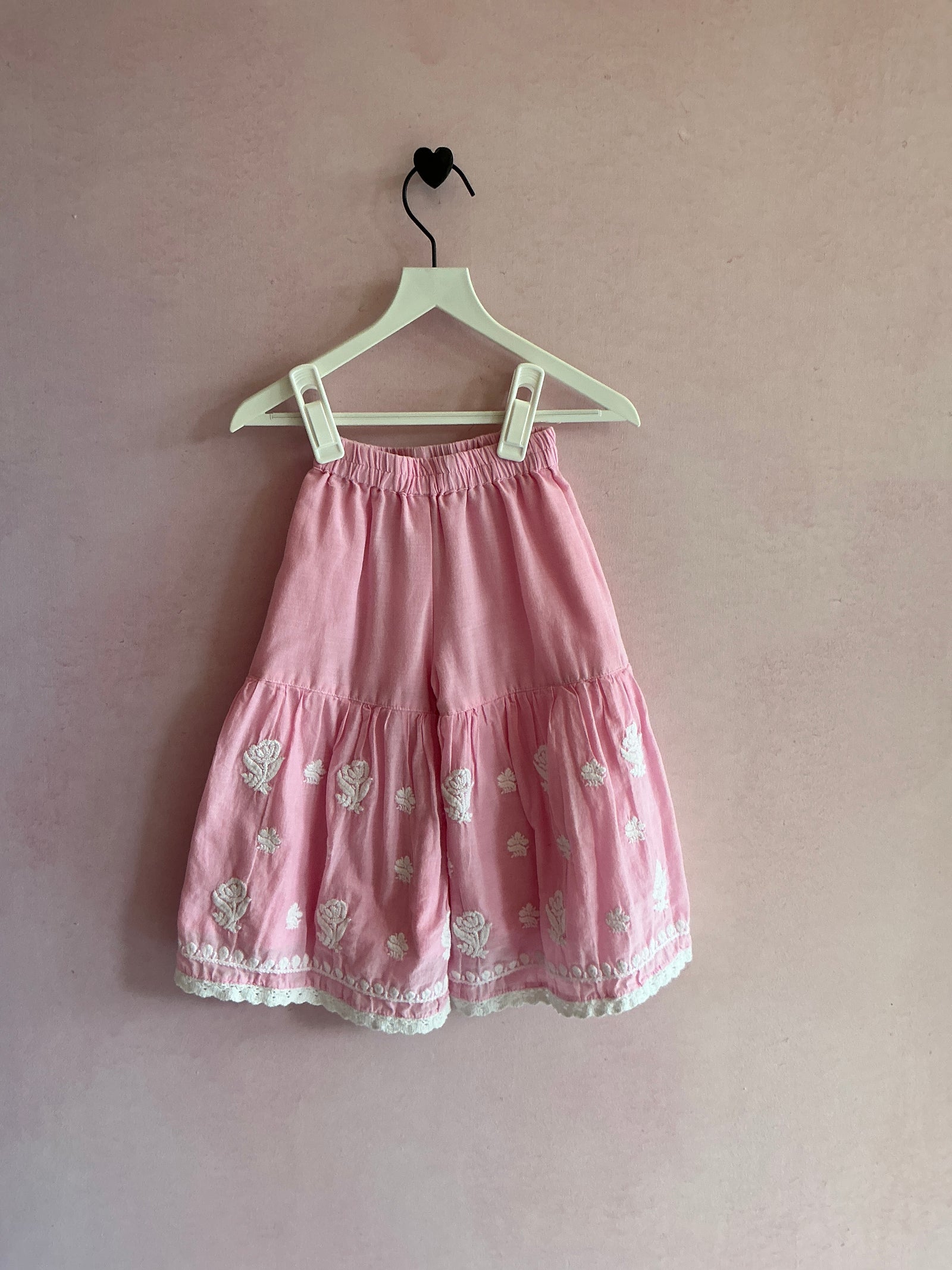 Pink Flare Floral Embroidery Pants / 18-24 months