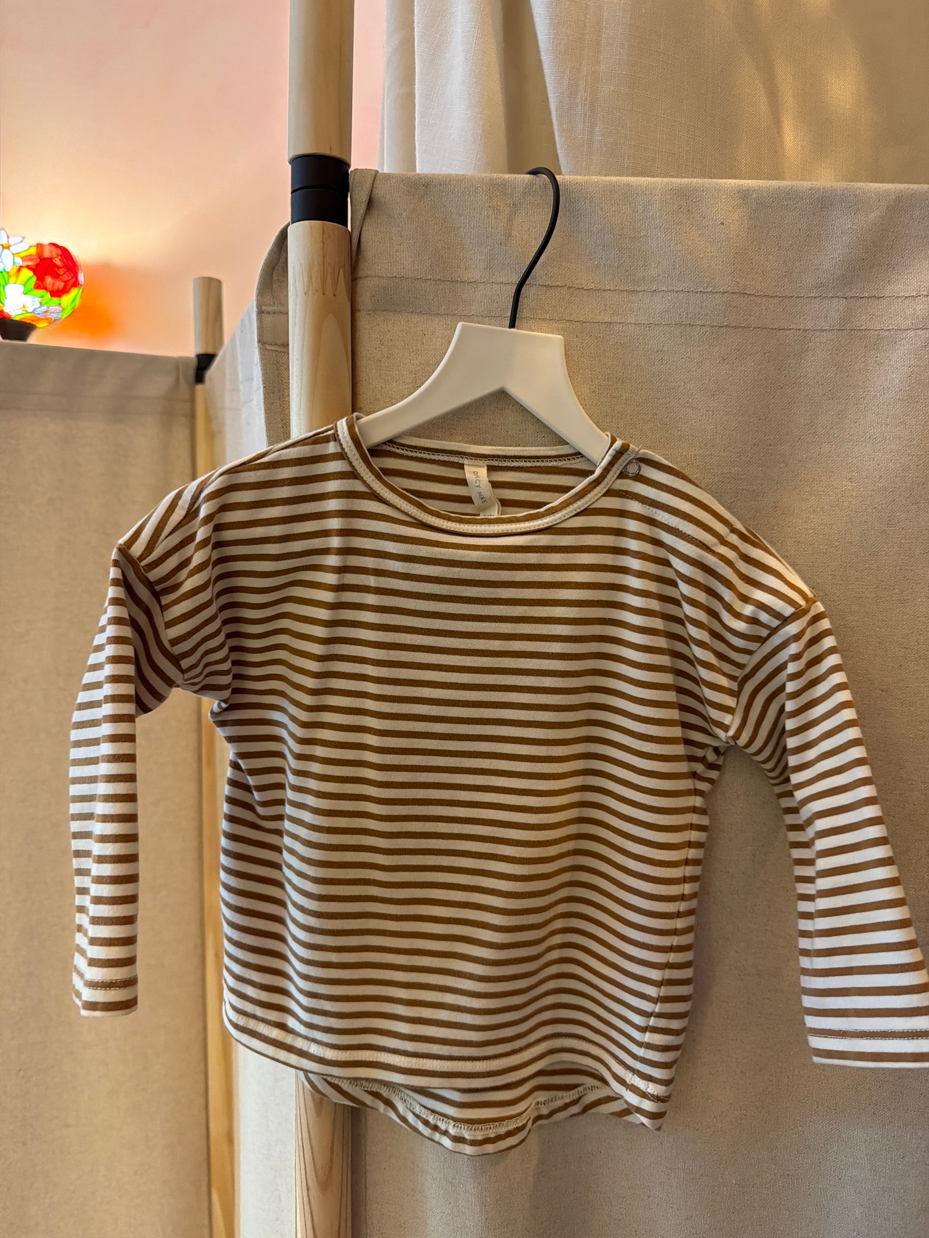 Quincy Mae Brown Stripe Long Sleeve Top / 12-18 months