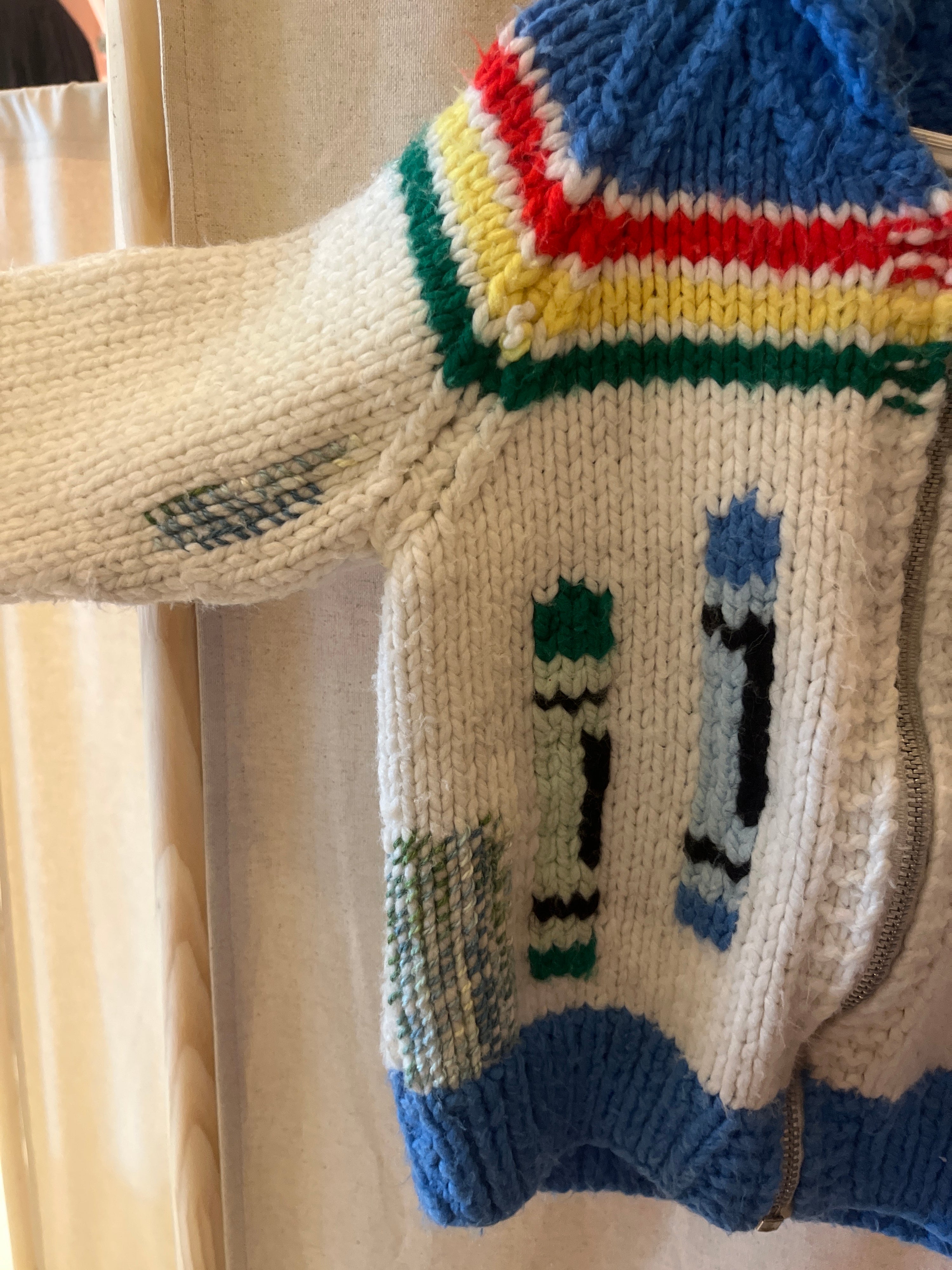 vintage Crayon Knit Sweater / 2-3 Years (creative mending)