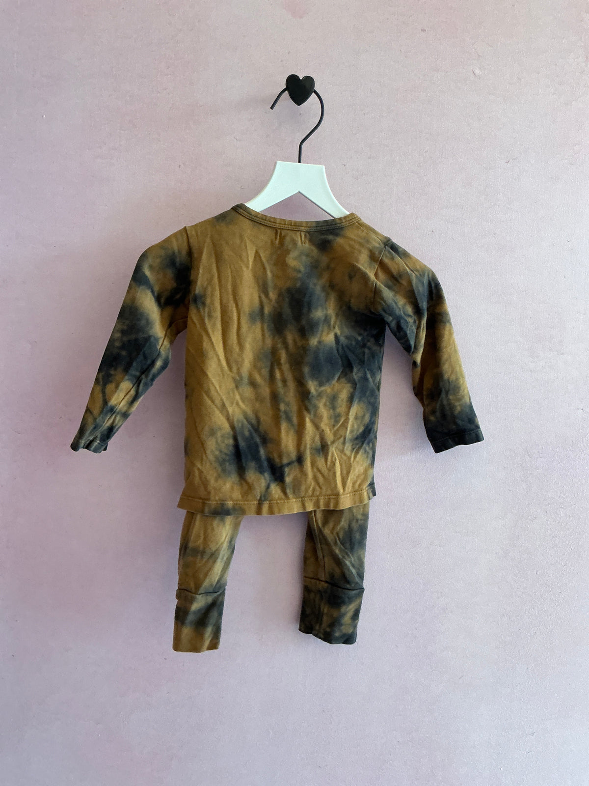 The Simple Folk Black and tan tie dye Two-Piece Set / 9-12 months
