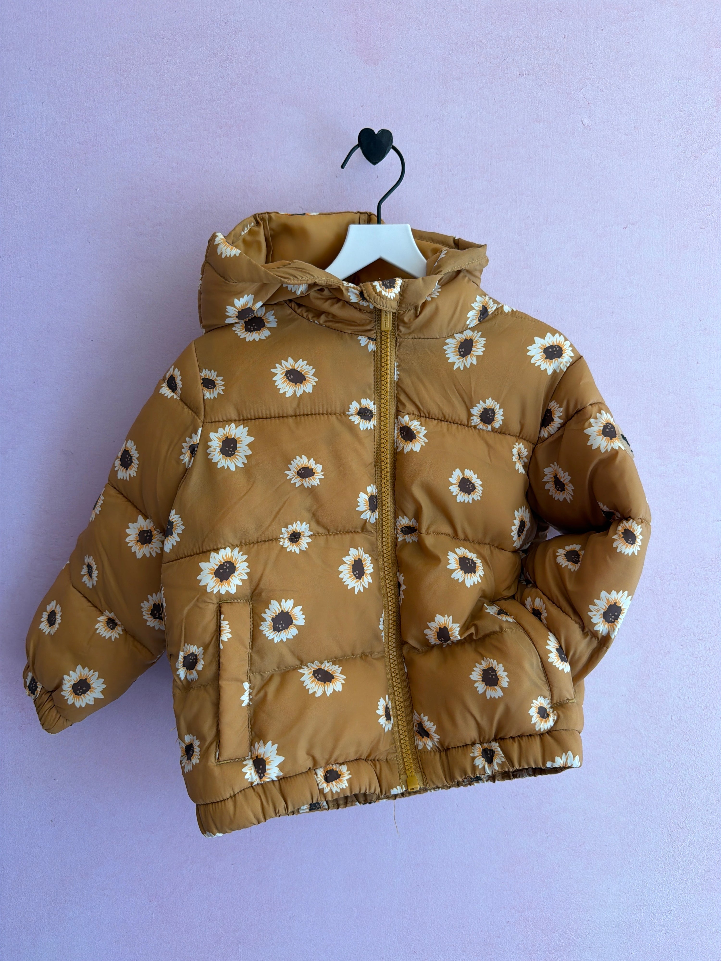 Miles The Label sunflower print hooded quilted packable parka  / 3 Years