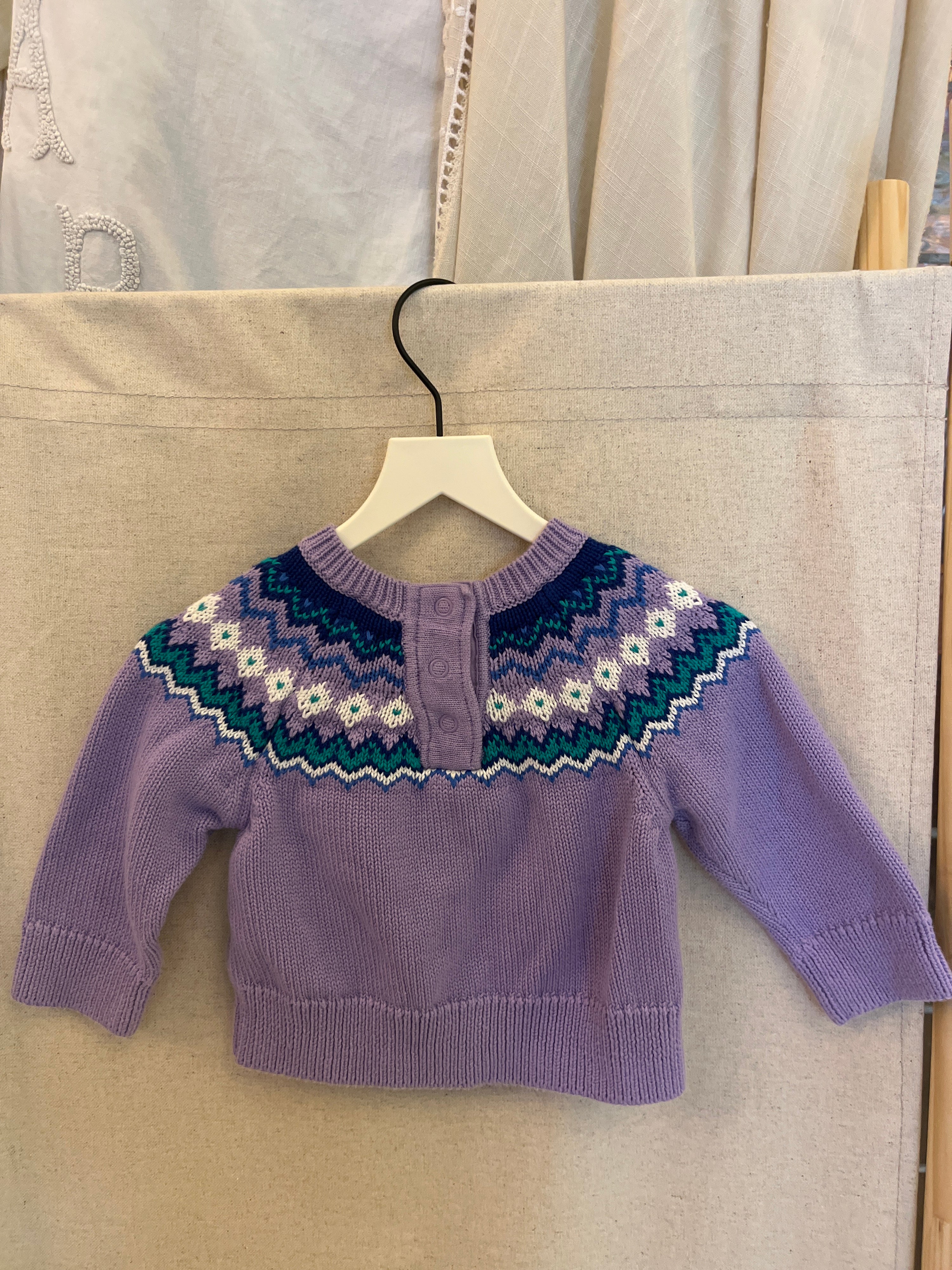 Primary Clothing Lavender Fair Isle Sweater / 3-6 months