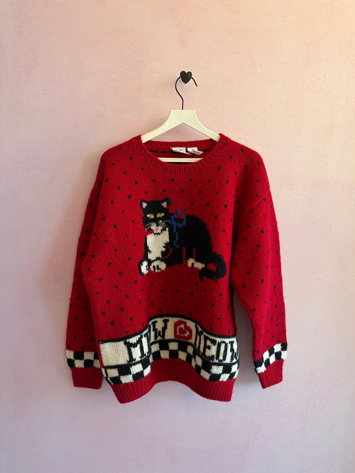 vintage Faire Isle Cat Sweater / Adult Medium