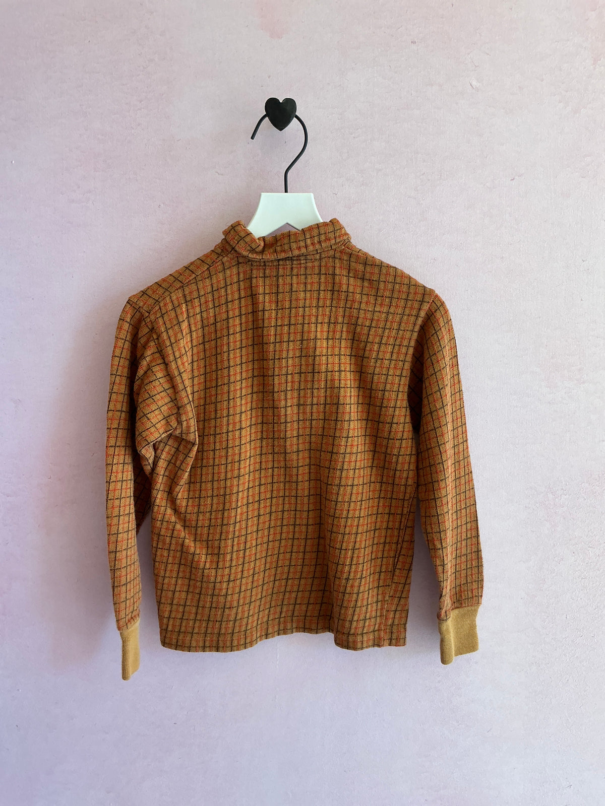 vintage 60s Rust Plaid Long Sleeve Shirt / 3-4 Years