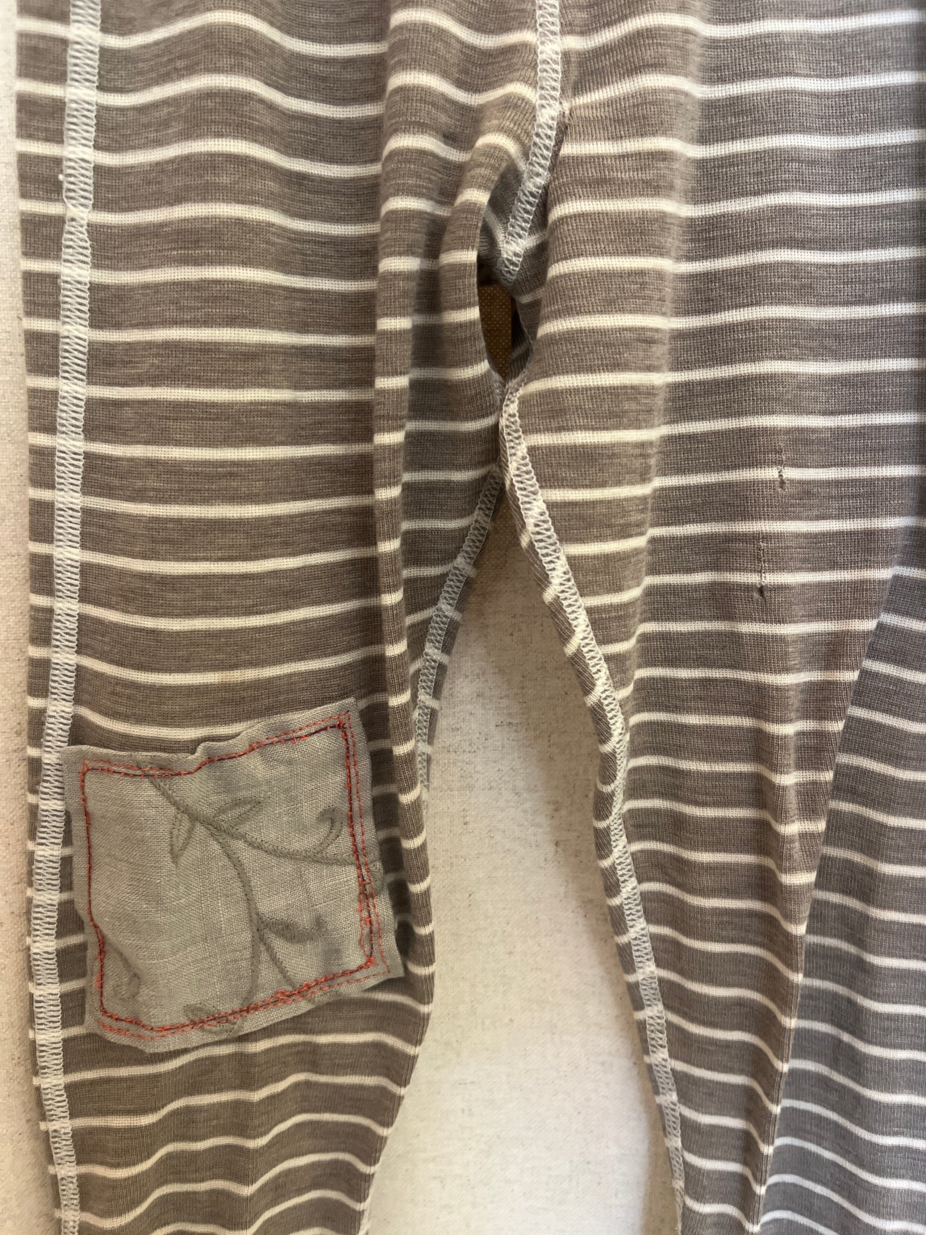 Joha Patched 100% merino wool Gray Stripe Leggings / 5-6