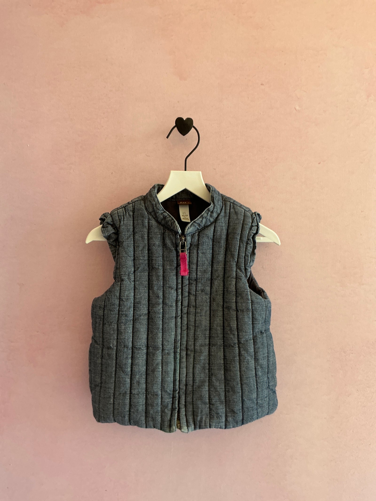 Tea Chambray Ruffle Sleeve Vest / 2-3