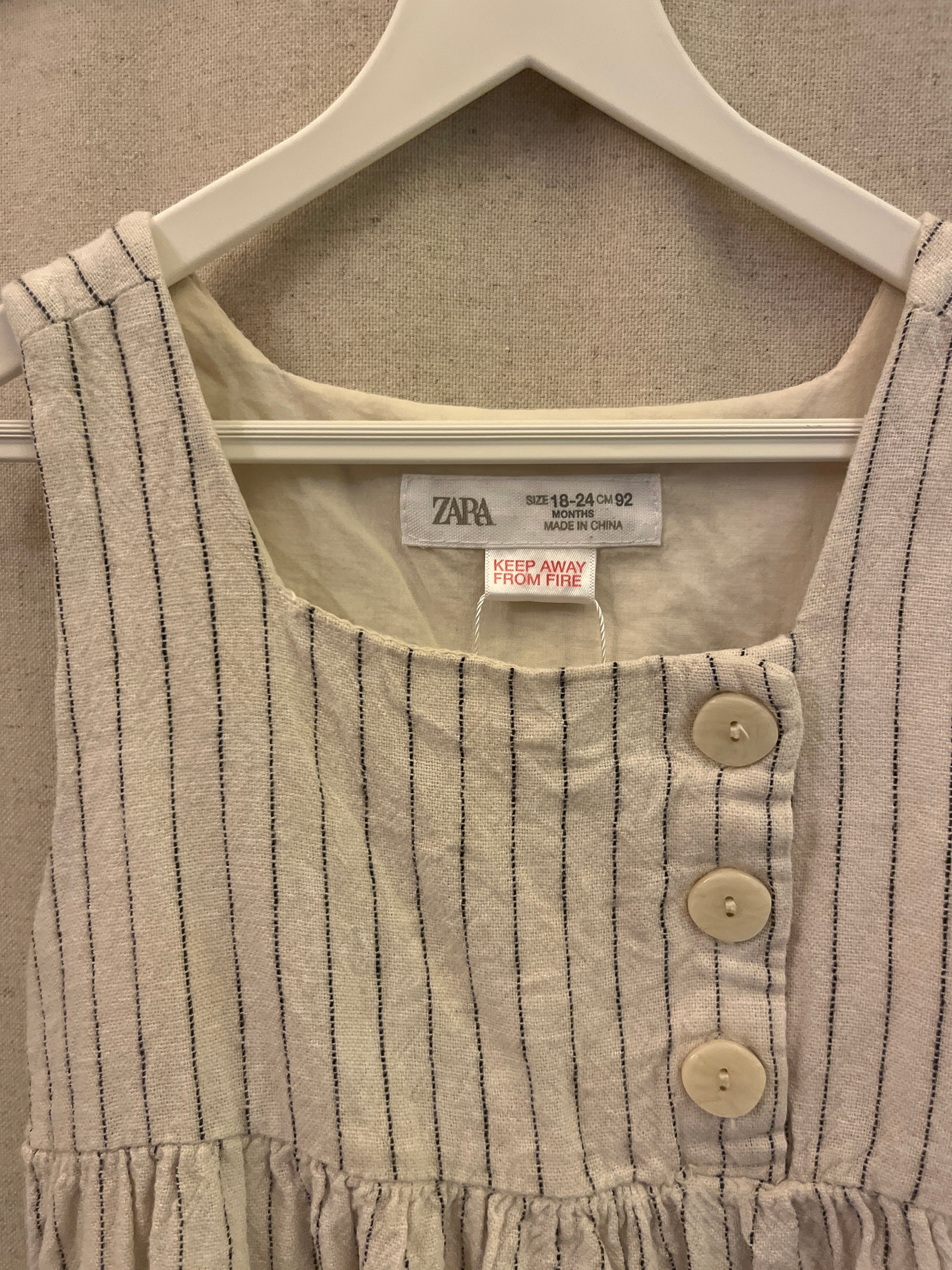 zara Beige Stripe Dress / 18-24 months