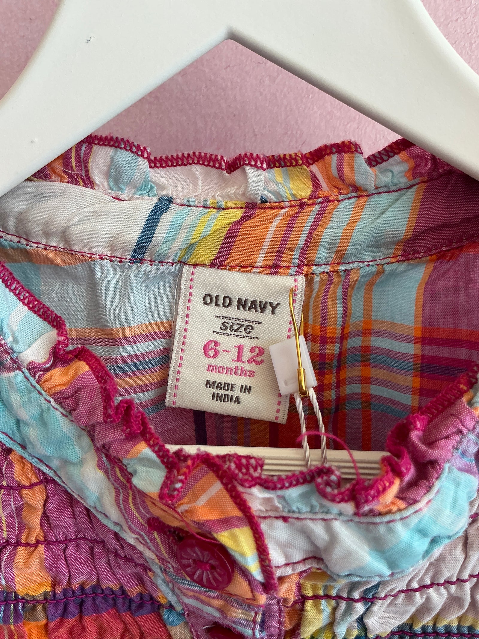 2010 Old Navy jewel tone plaid Blouse / 6-12 months