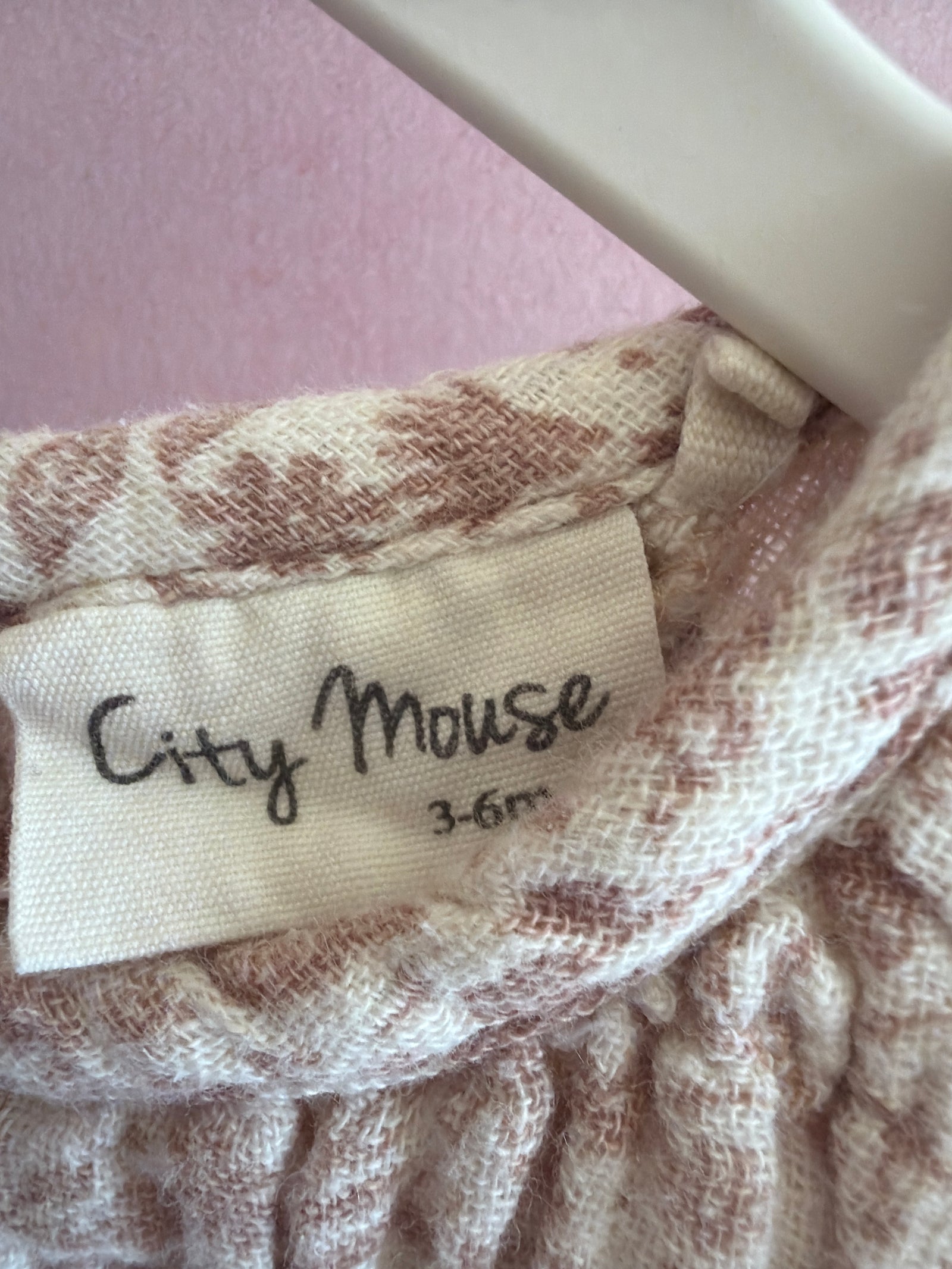 city mouse Pink Tolie Romper / 3-6 months