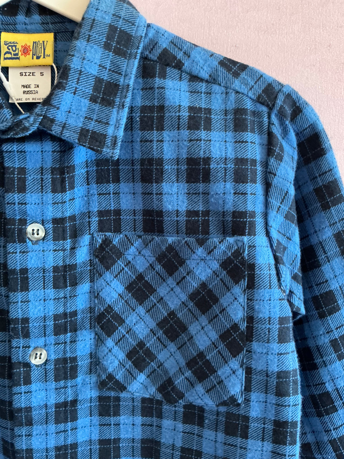 Play by Play Blue and Black Flannel Shirt / 5 years