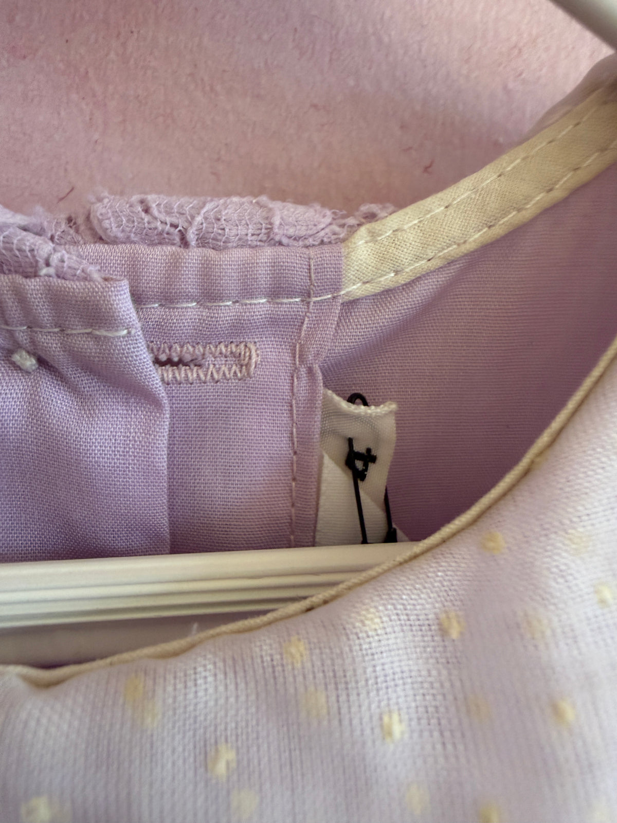 vintage Betty Odin Lavender Ruffle Bib Western Dress with Lace Trim / 4 (play condition )