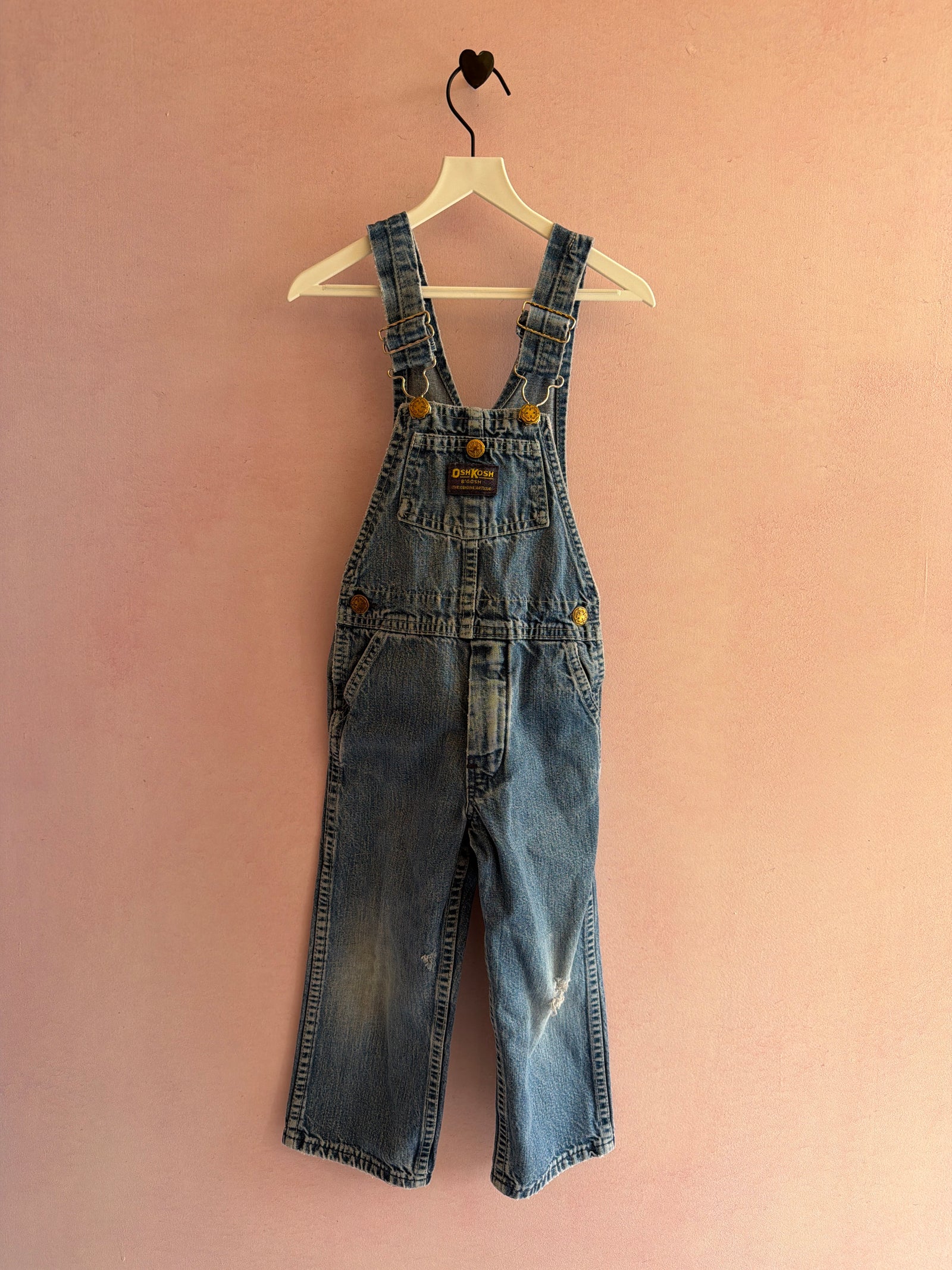vintage 80s OshKosh B'gosh MADE in the USA Washed Overalls / 4T