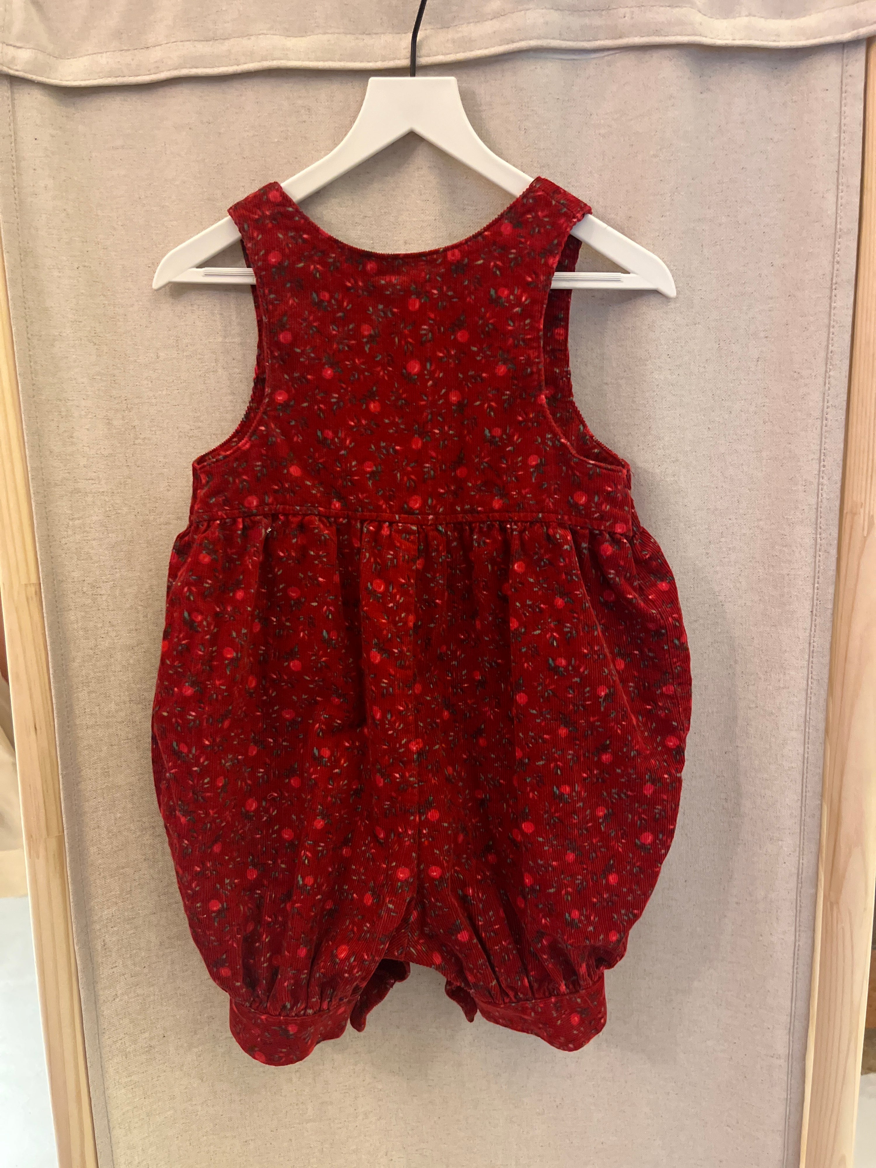 vintage Laura Ashley Cranberry Floral Jumpsuit / 6 months