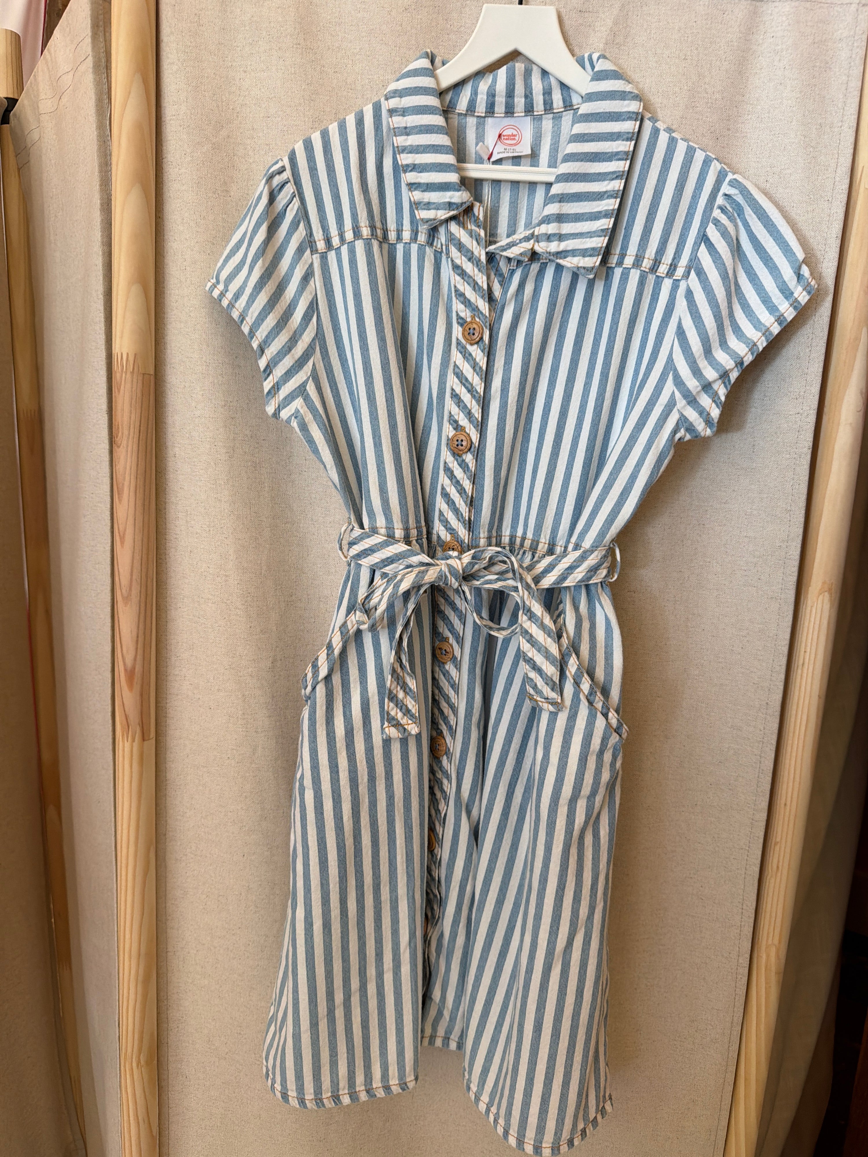 wonder nation Blue and White Dress / 7-8 Years