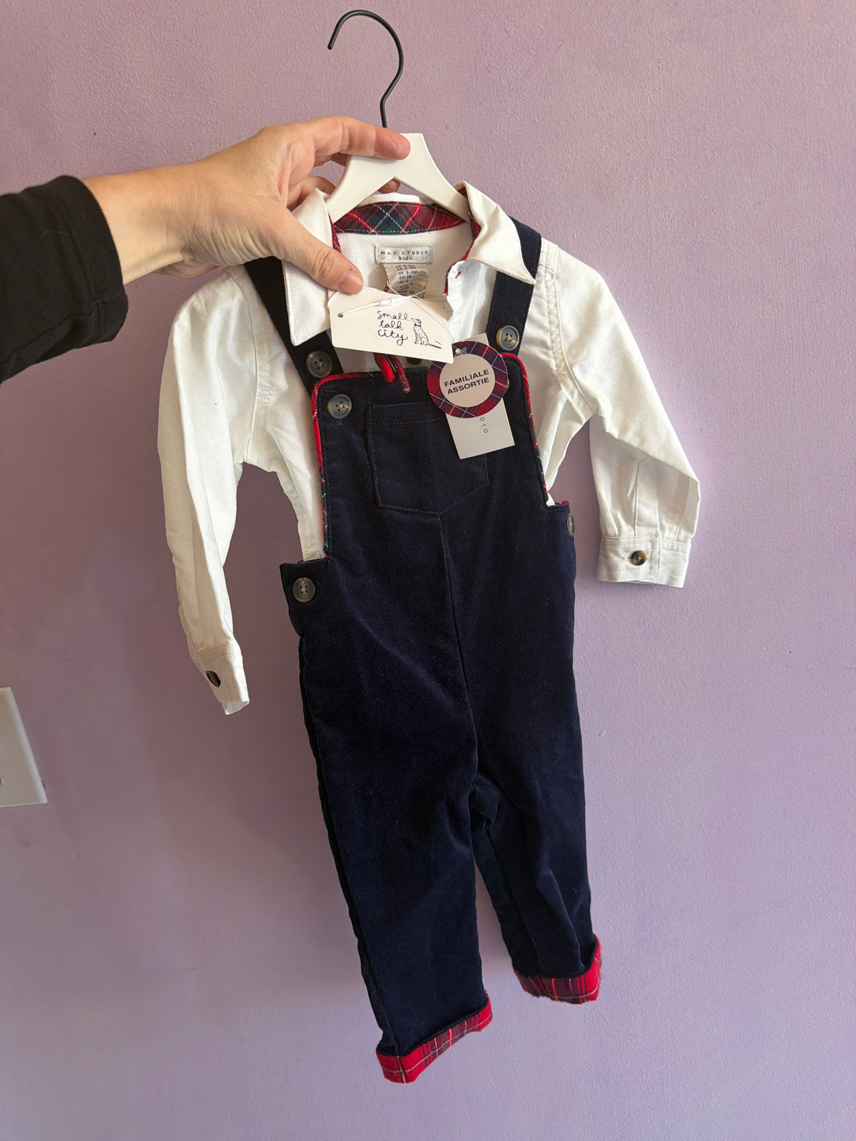 NWT Max Studio Kids Corduroy Set with Shirt and Bow Tie / 6-9 months