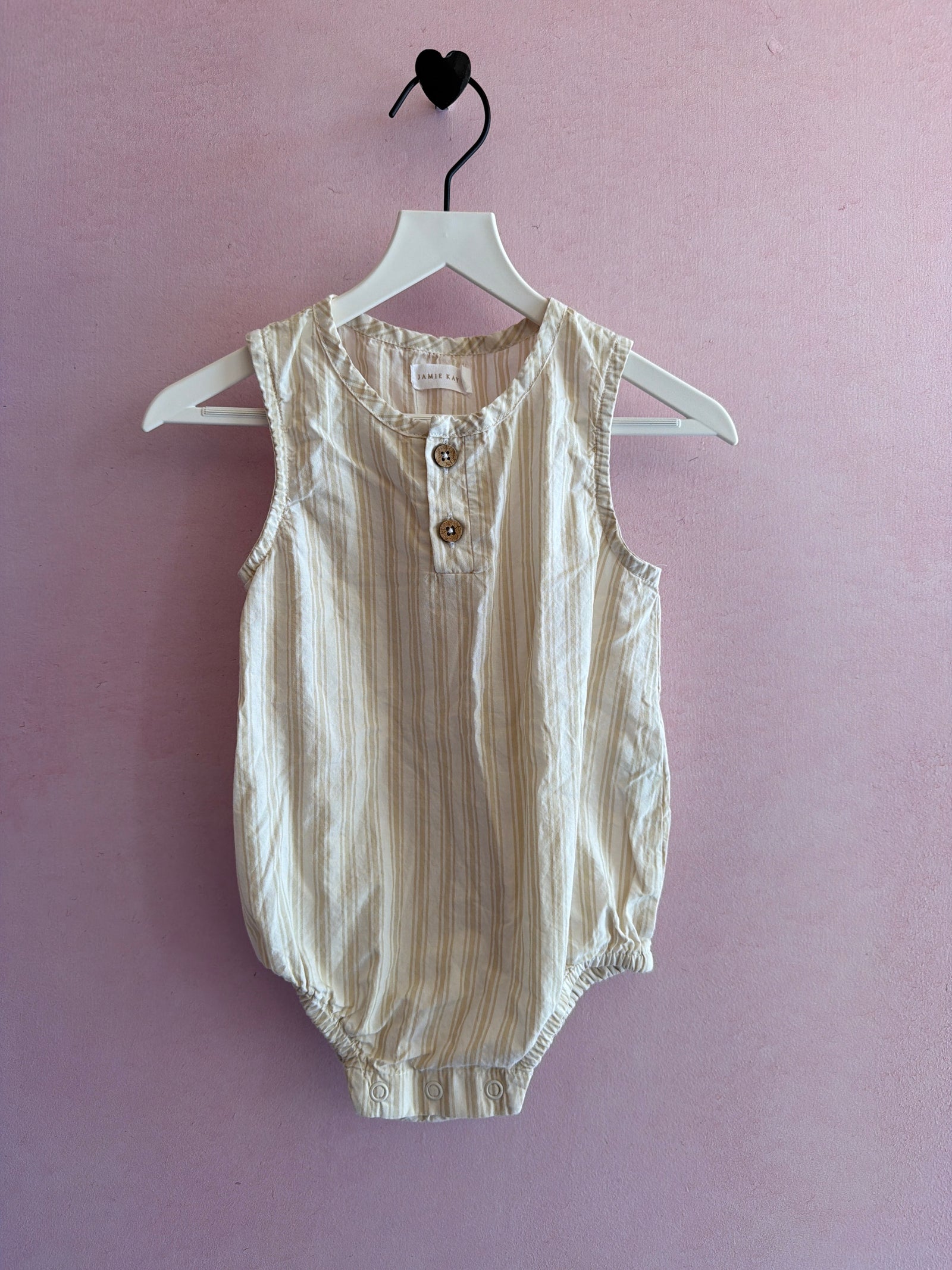 Jamie Kay Cream and beige striped Romper / 1 year