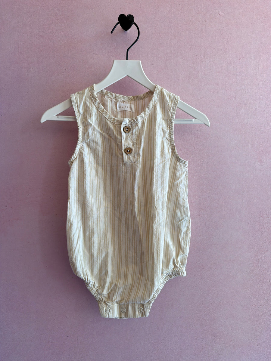 Jamie Kay Cream and beige striped Romper / 1 year