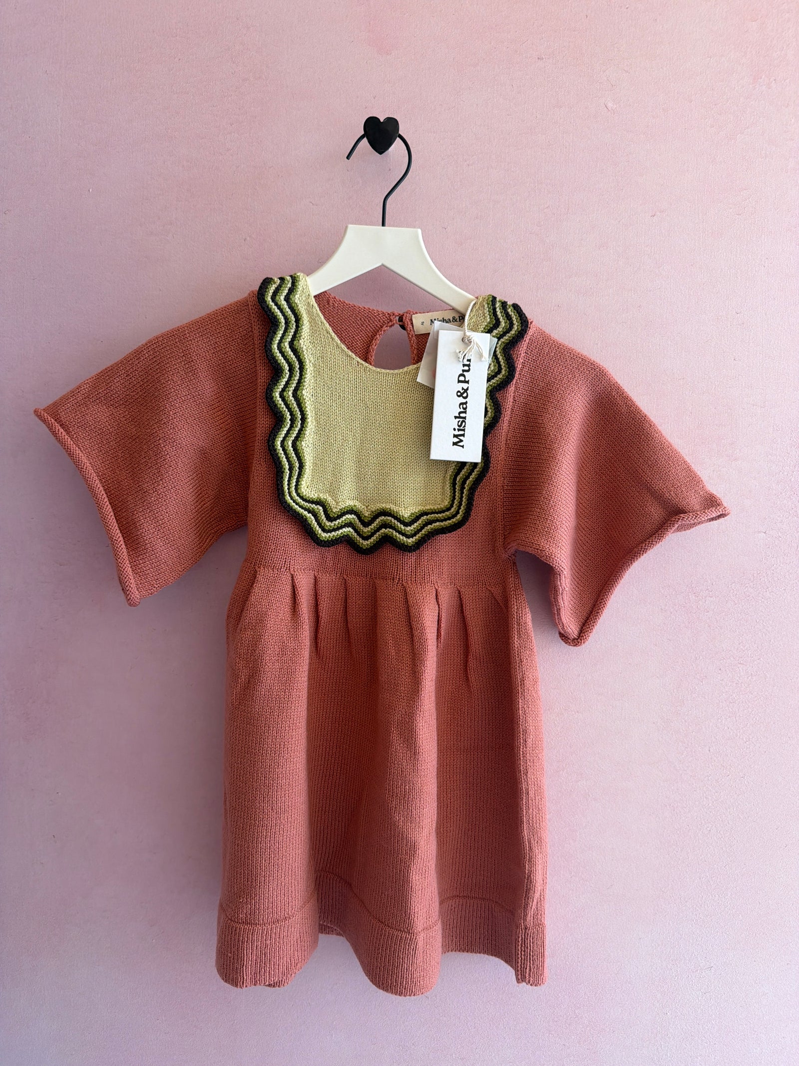 NWTs misha & puff Chevron Bib Dress Rosewood 100% merino wool Dress / 5