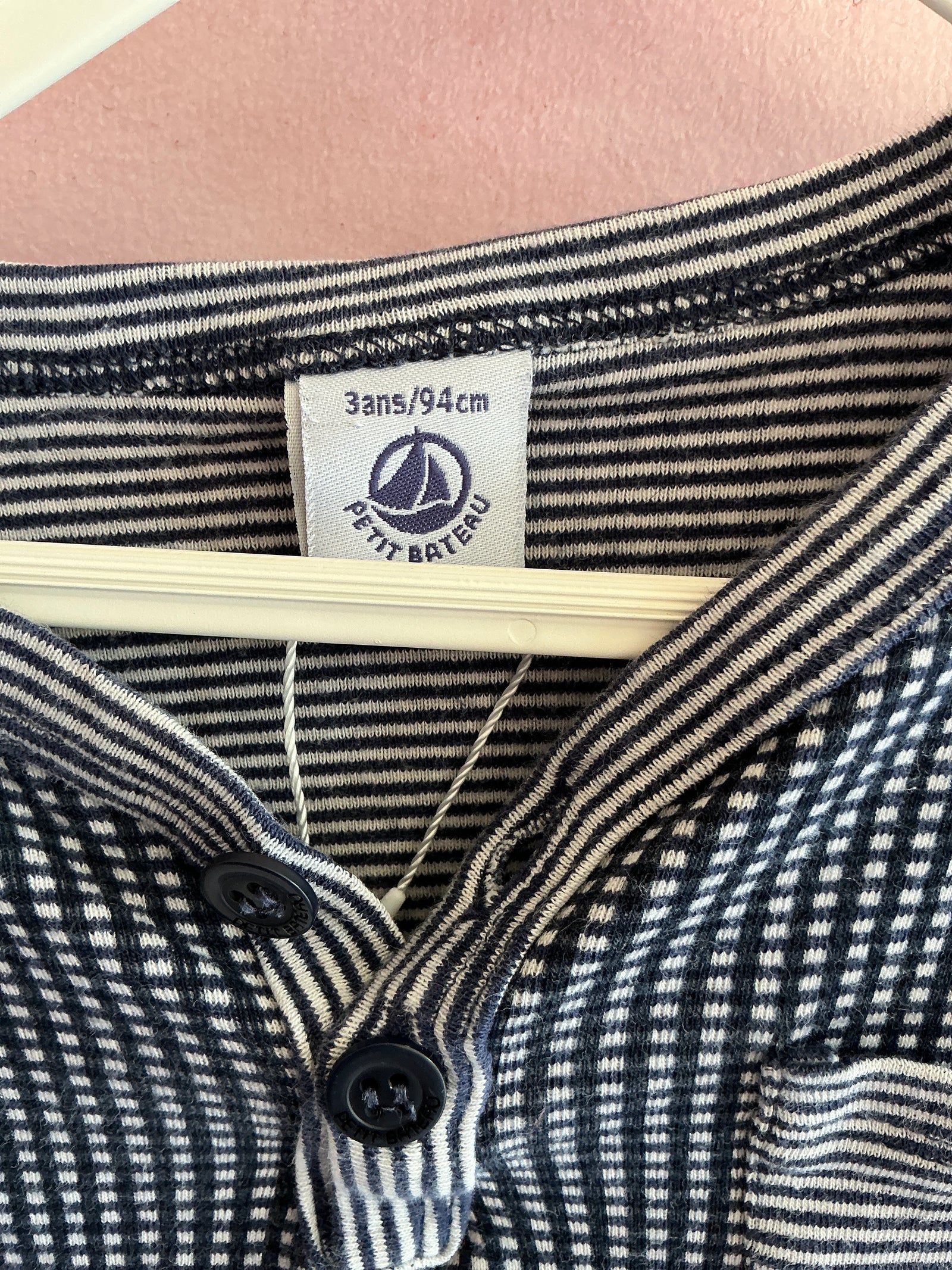 Petit Bateau Navy Check Long Sleeve Shirt / 3