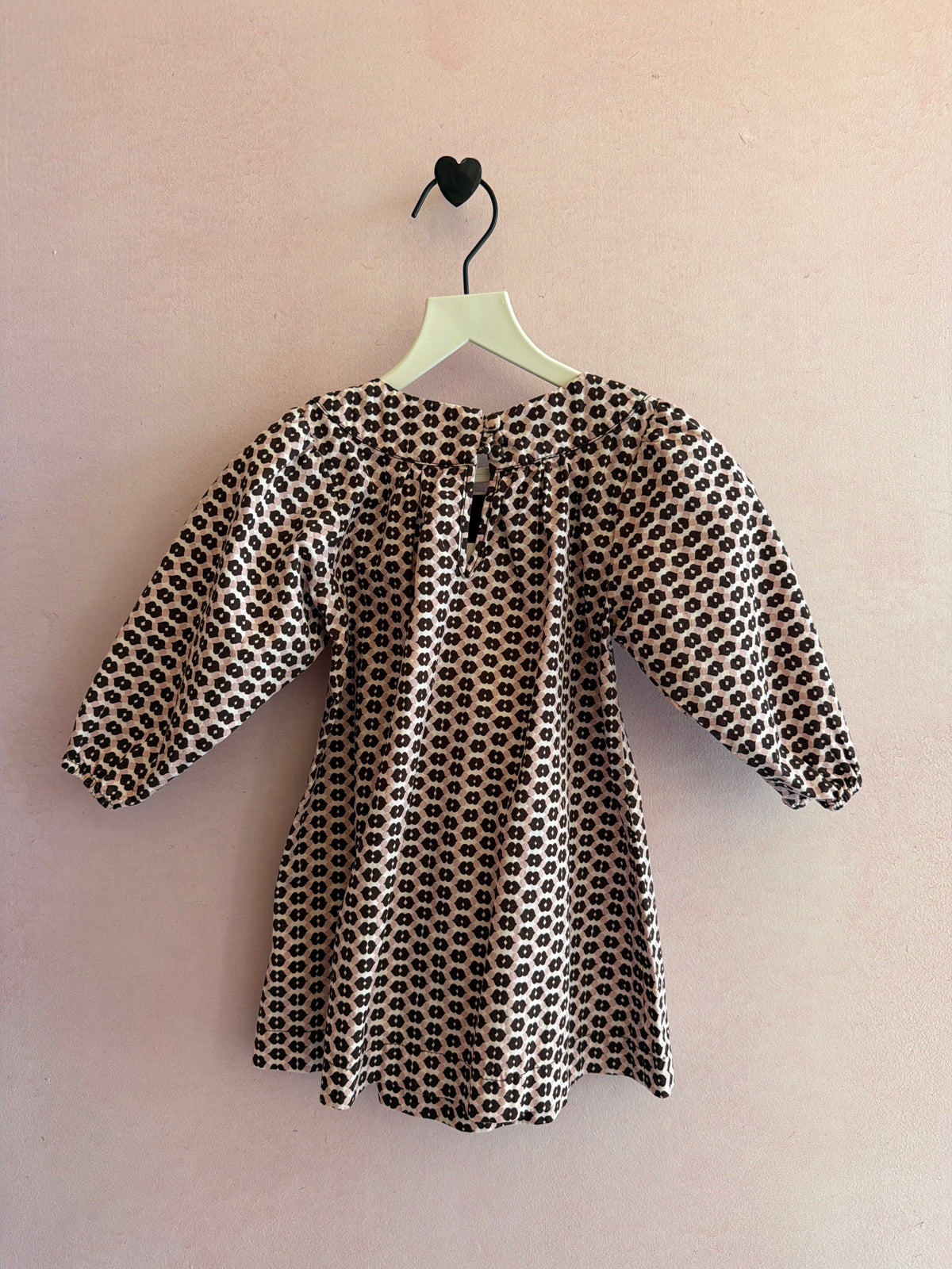 Baby CZ Brown and Pink Empire Waist Dress / 18-24 months