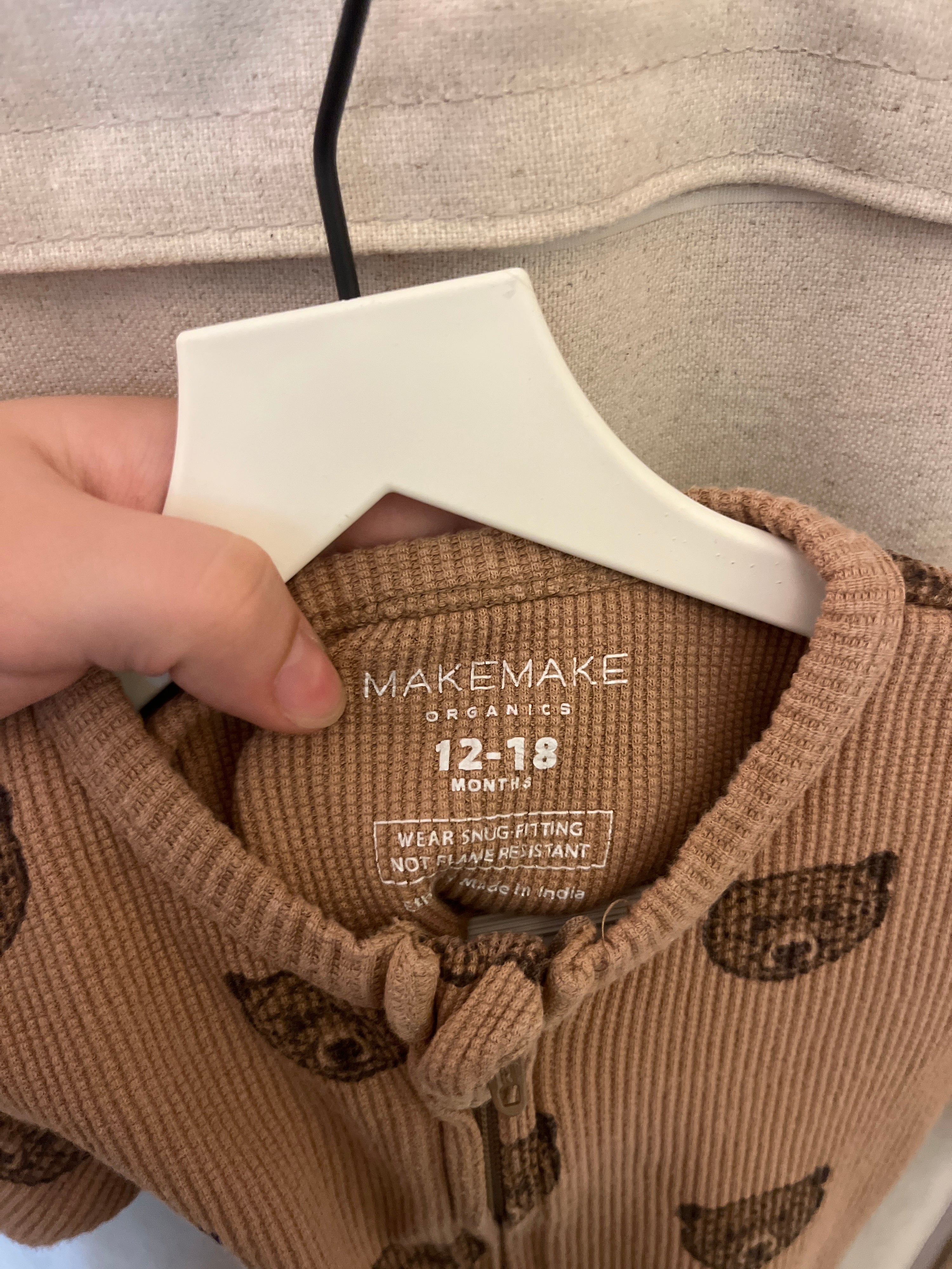 makemake oraganics Brown Bear Jumpsuit / 12-18 months