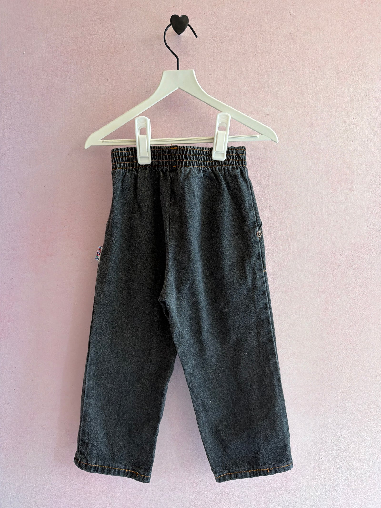 vintage March 1993 Okie Dokie Washed Black Contrast Stitch Jeans / 3T