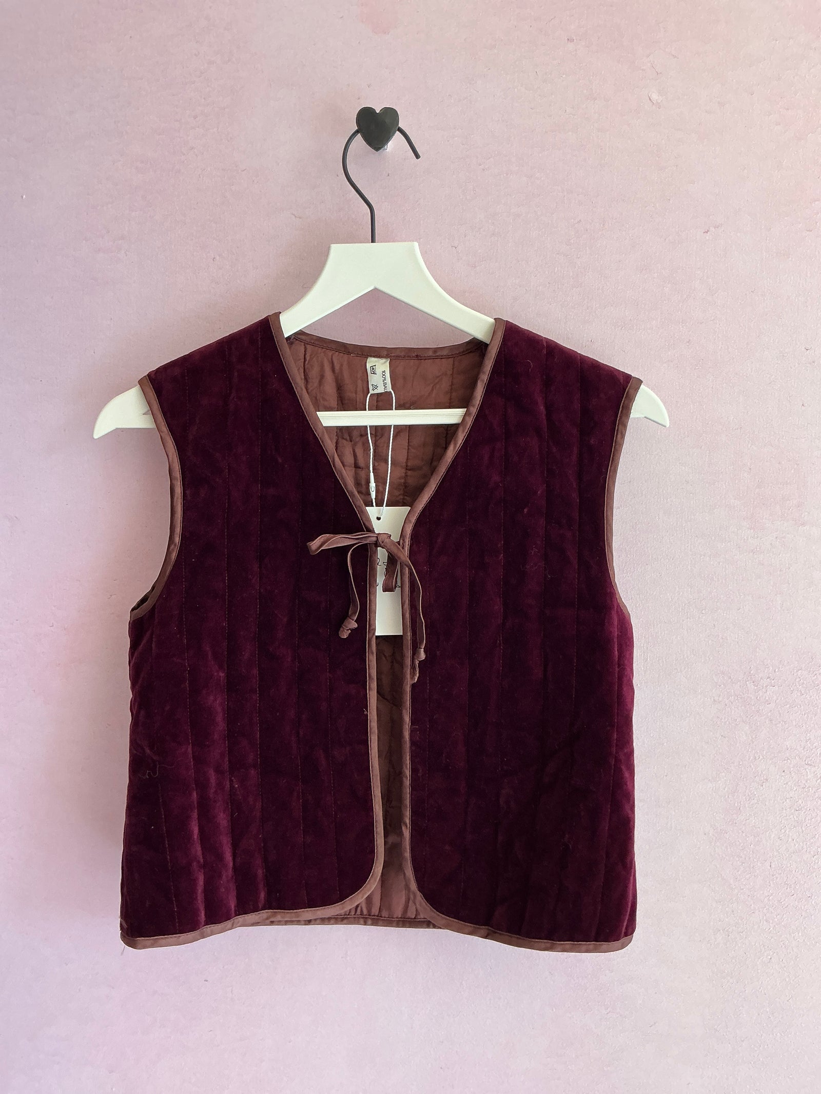 vintage Burgundy Velvet Vest / 6-8 years