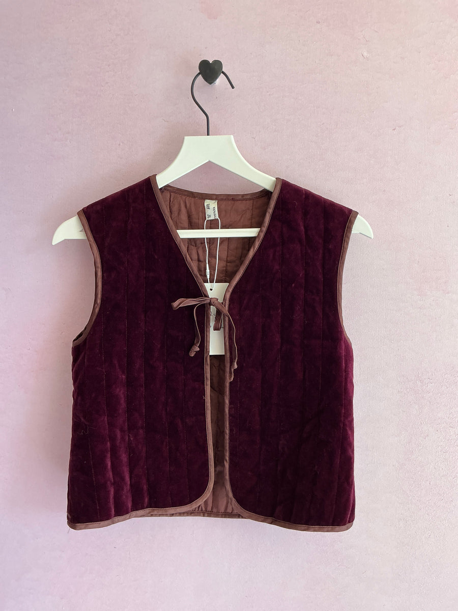 vintage Burgundy Velvet Vest / 6-8 years