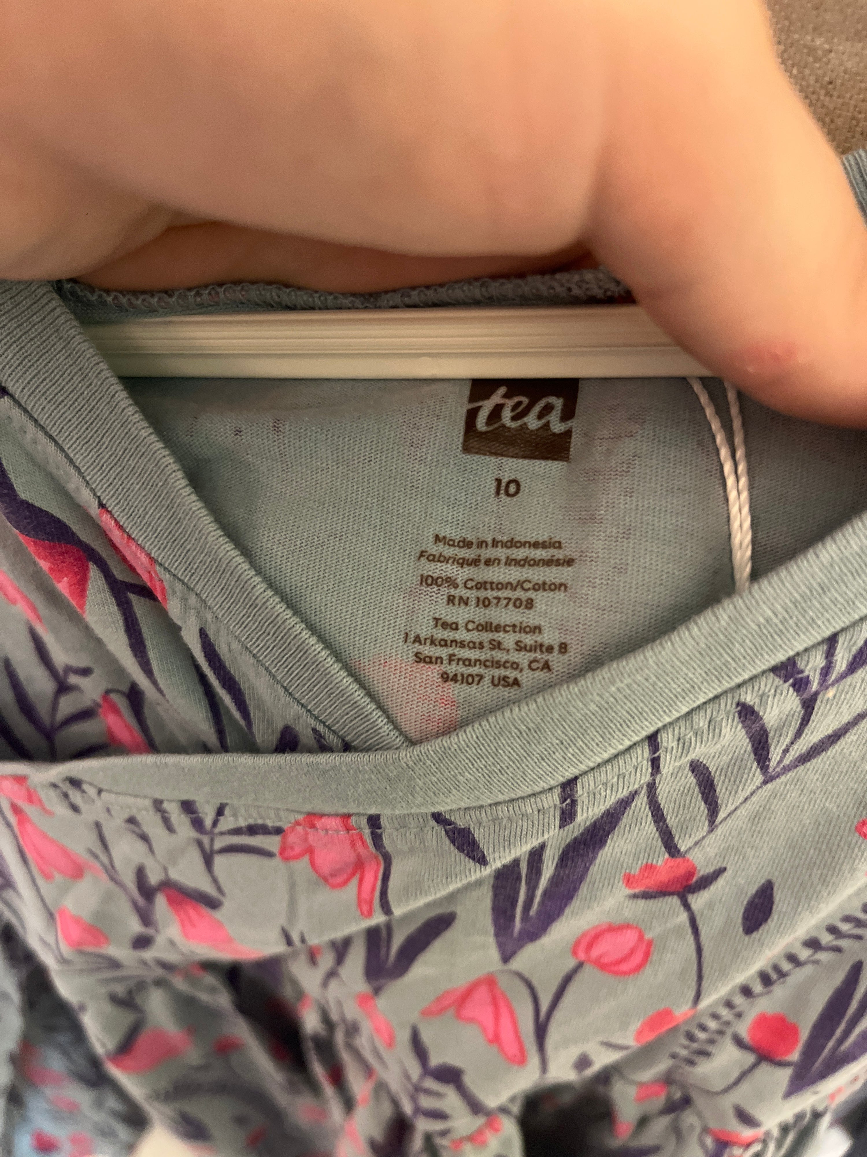 Tea Blue with Pink Flowers Dress / 10