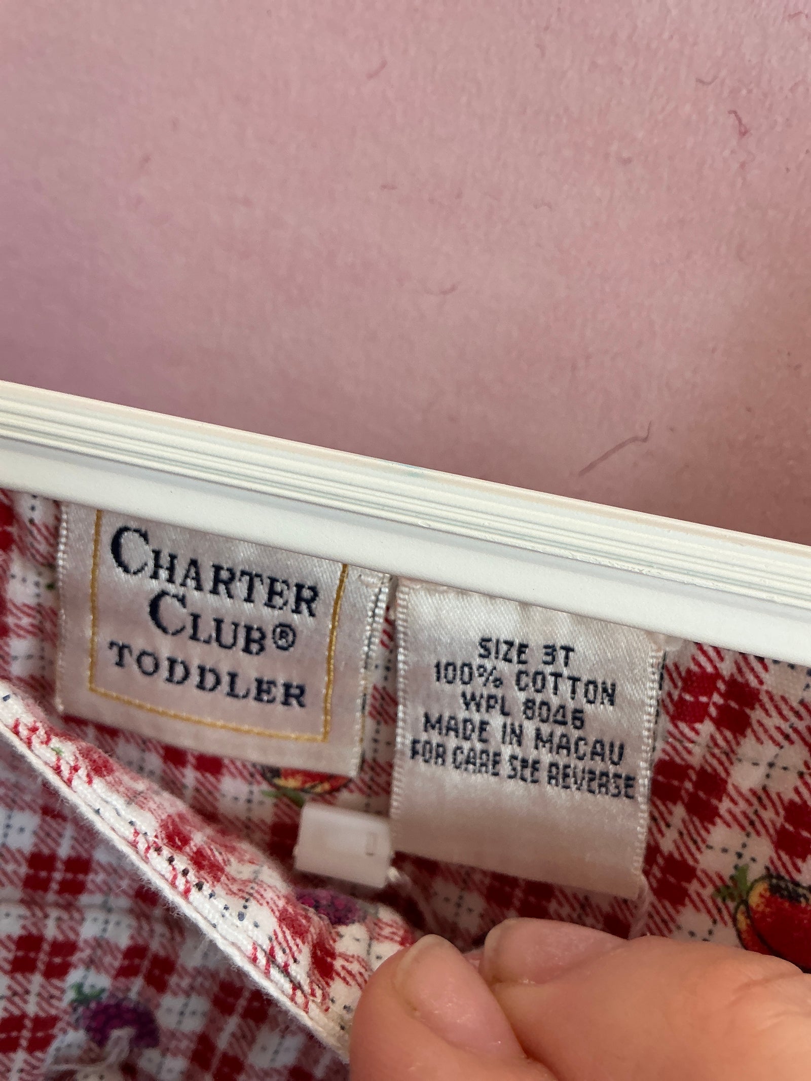 vintage Toddler Charter Club Peach Grape Red Plaid Dress / 3T