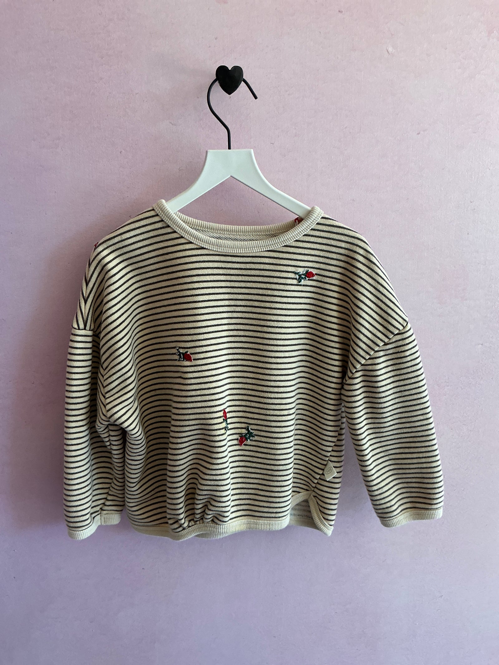 Embroidered Roses Stripes Sweatshirt / 5