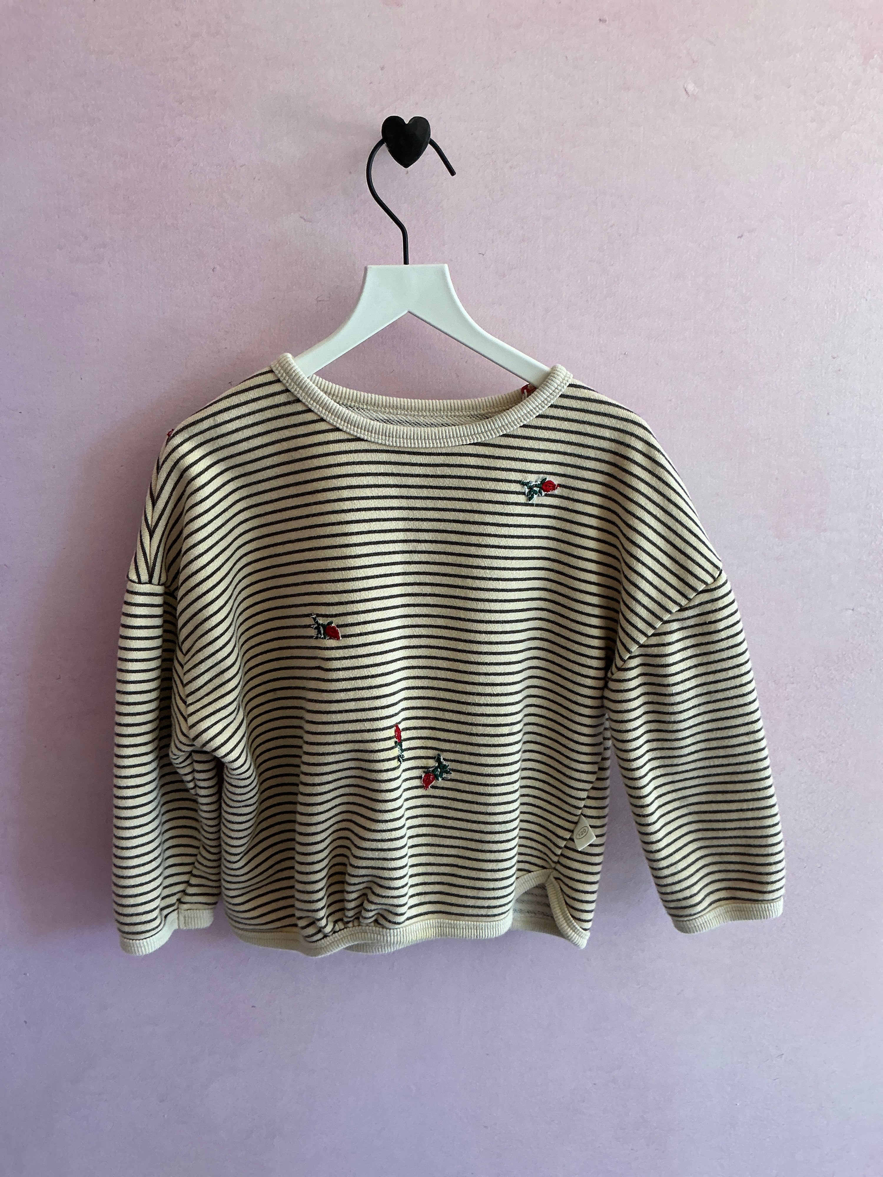 Embroidered Roses Stripes Sweatshirt / 5