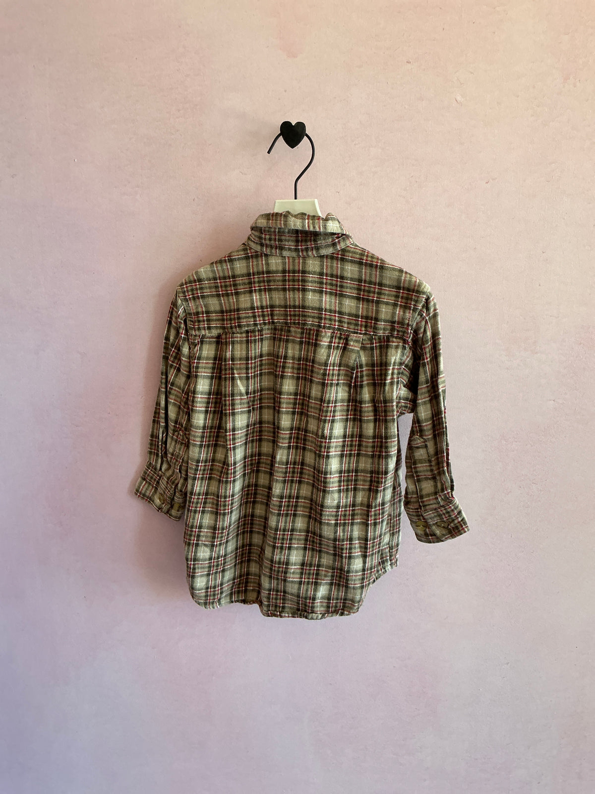 vintage 90s OshKosh B'gosh Green, Red, and Cream Plaid Long Sleeve Shirt / 3T