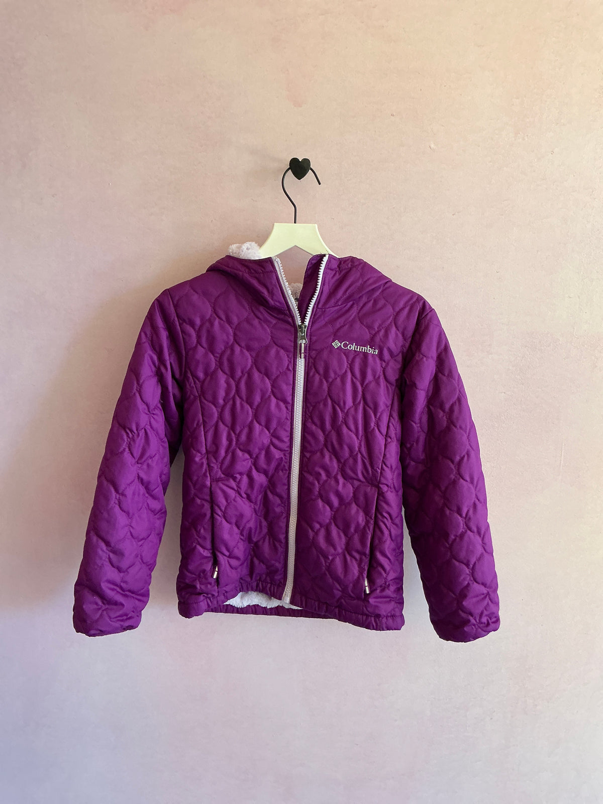 Columbia Quilted Purple Lined Hooded Puffer / 7-8 Years