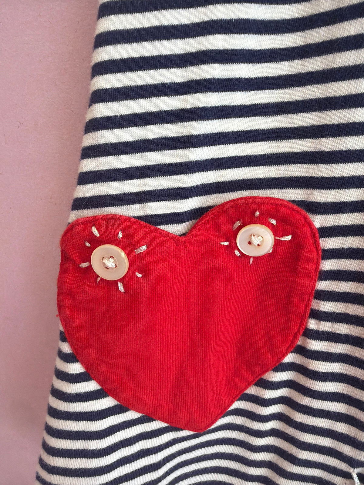 Tess x Mini Boden Navy Stripe Buttons Eye Lash Dress / 4-5 years