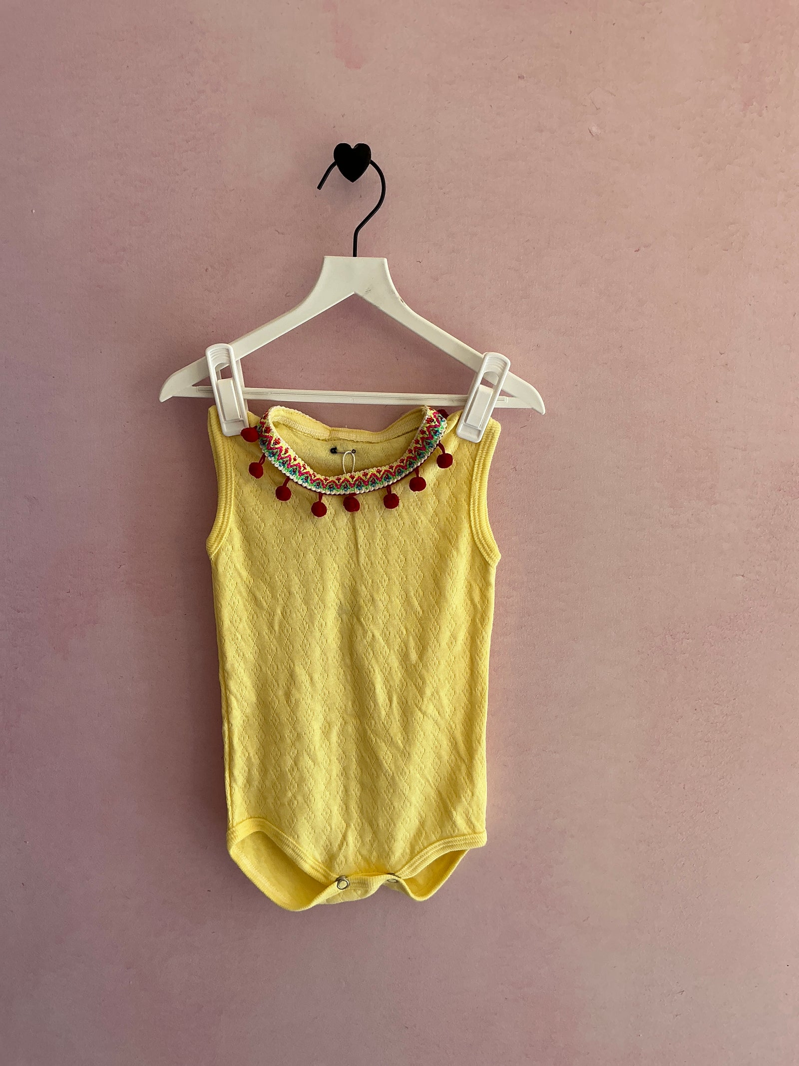 Yellow with Bright Woven Trim Collar Bodysuit / 12 months