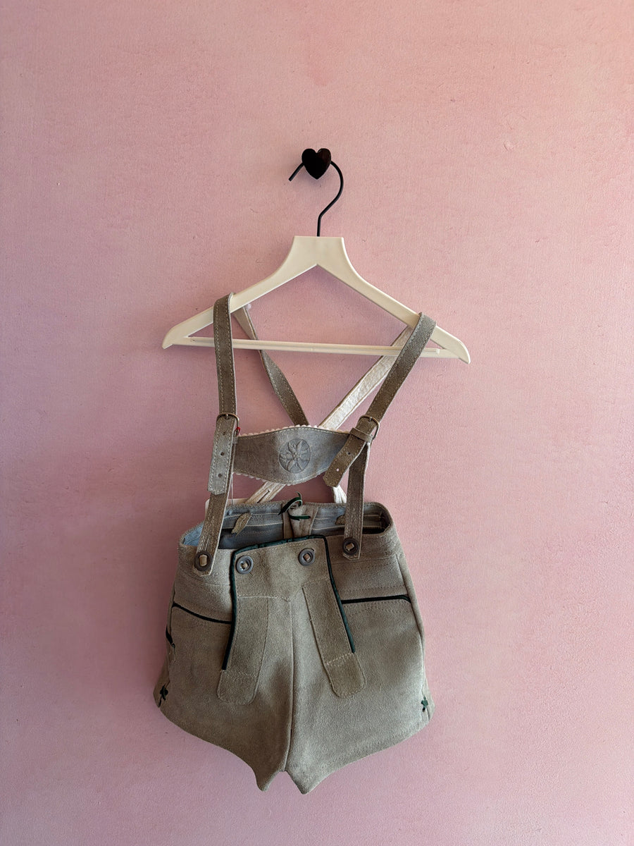 vintage Beige Lederhosen / Youth Small