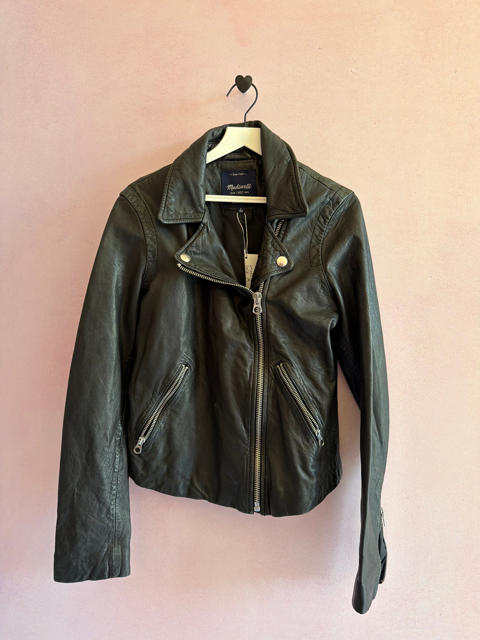Madewell Black Leather Motorcycle Bomber Jacket / Women's Small