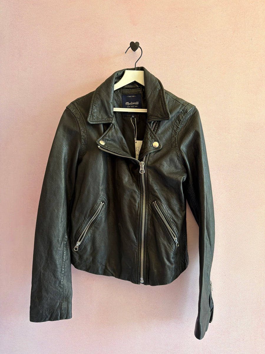 Madewell Black Leather Motorcycle Bomber Jacket / Women's Small