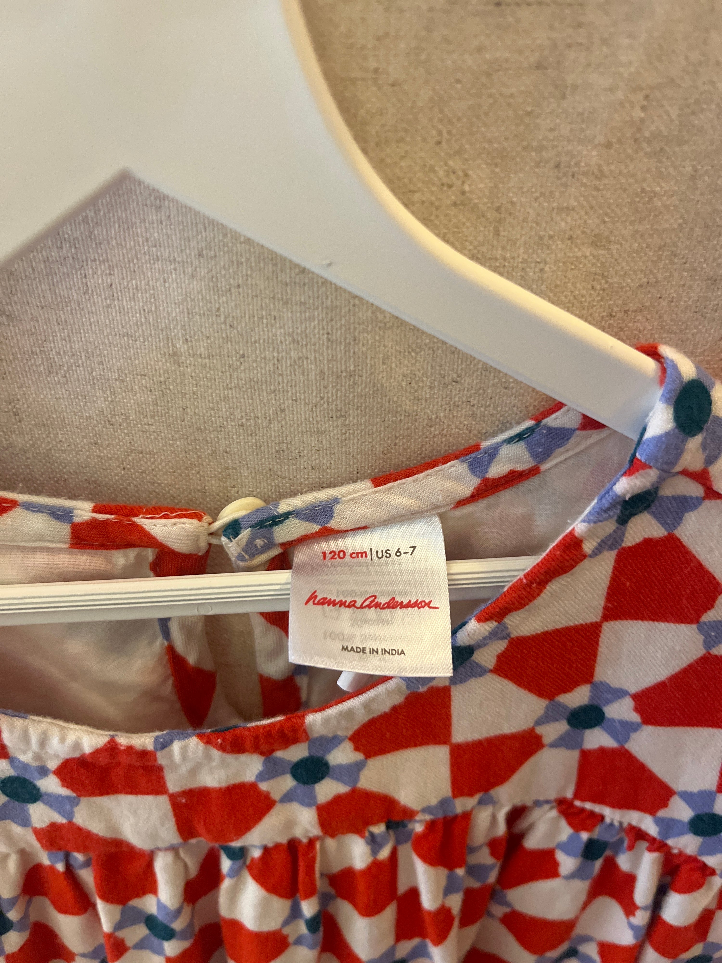 Hanna Andersson Red and White Pinwheel Blouse / 6-7 Years