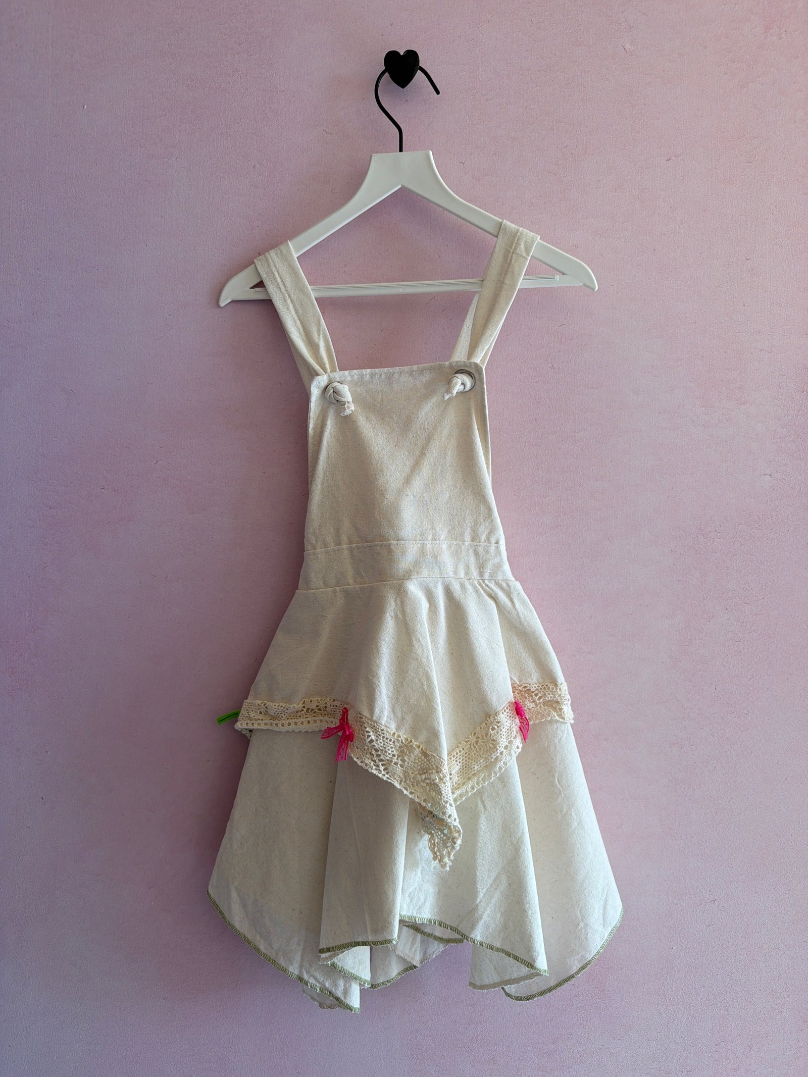 vintage homemade cotton linen dream pinafore / 4-6