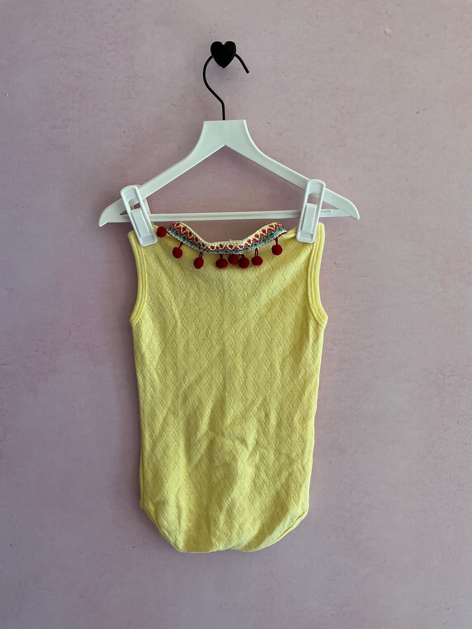 Yellow with Bright Woven Trim Collar Bodysuit / 12 months