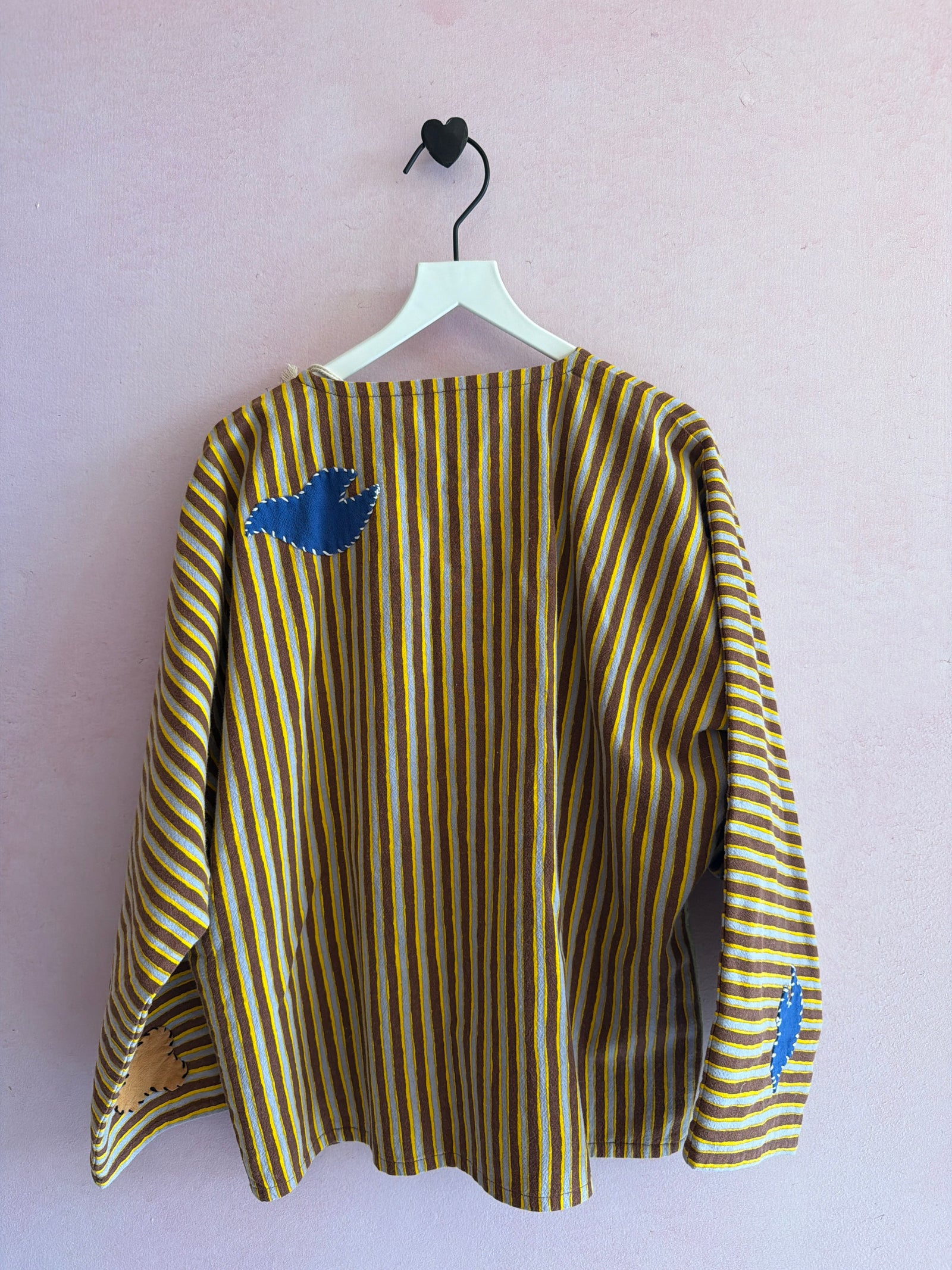 Misha & Puff Cola Painterly Stripe Catscape Applique Cardigan / 8 Years